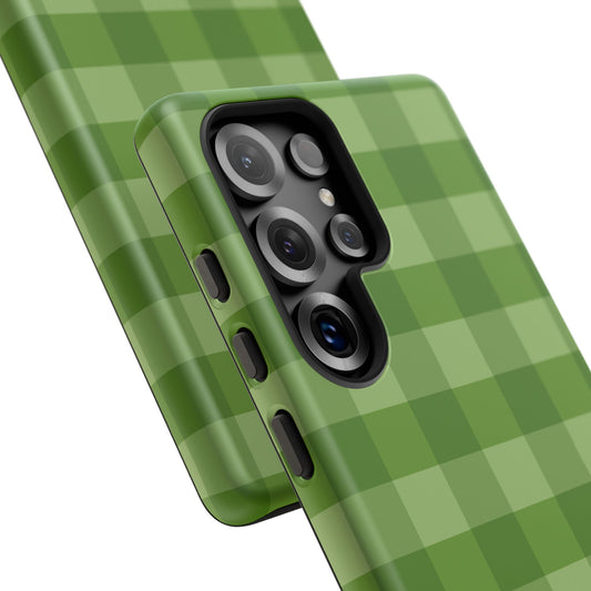 Phone Case, Green Gingham Design, Tough Phone Case