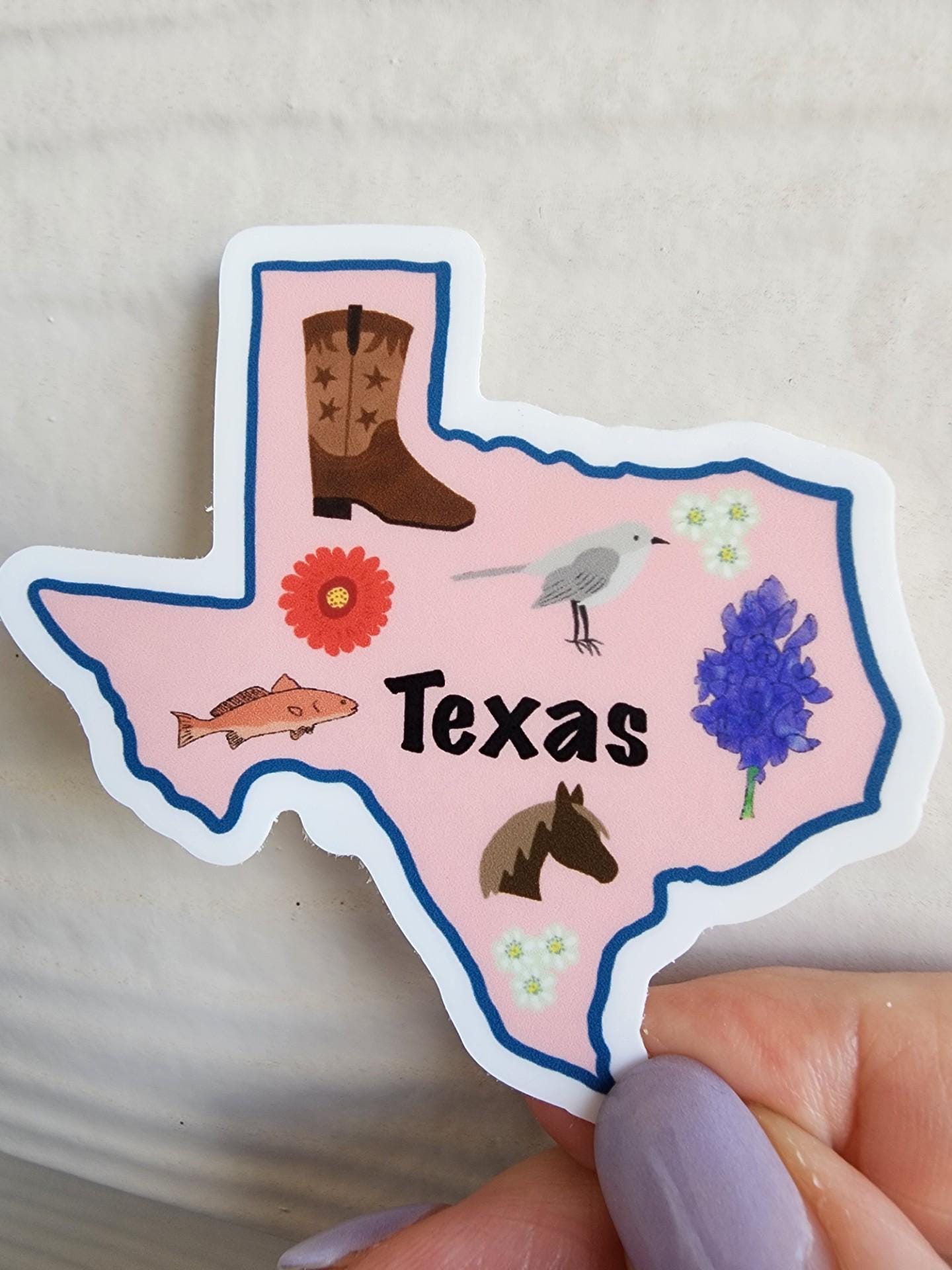 Sticker, Texas State Sticker, Die-Cut or Gingham Square, Vinyl, 3 Inch