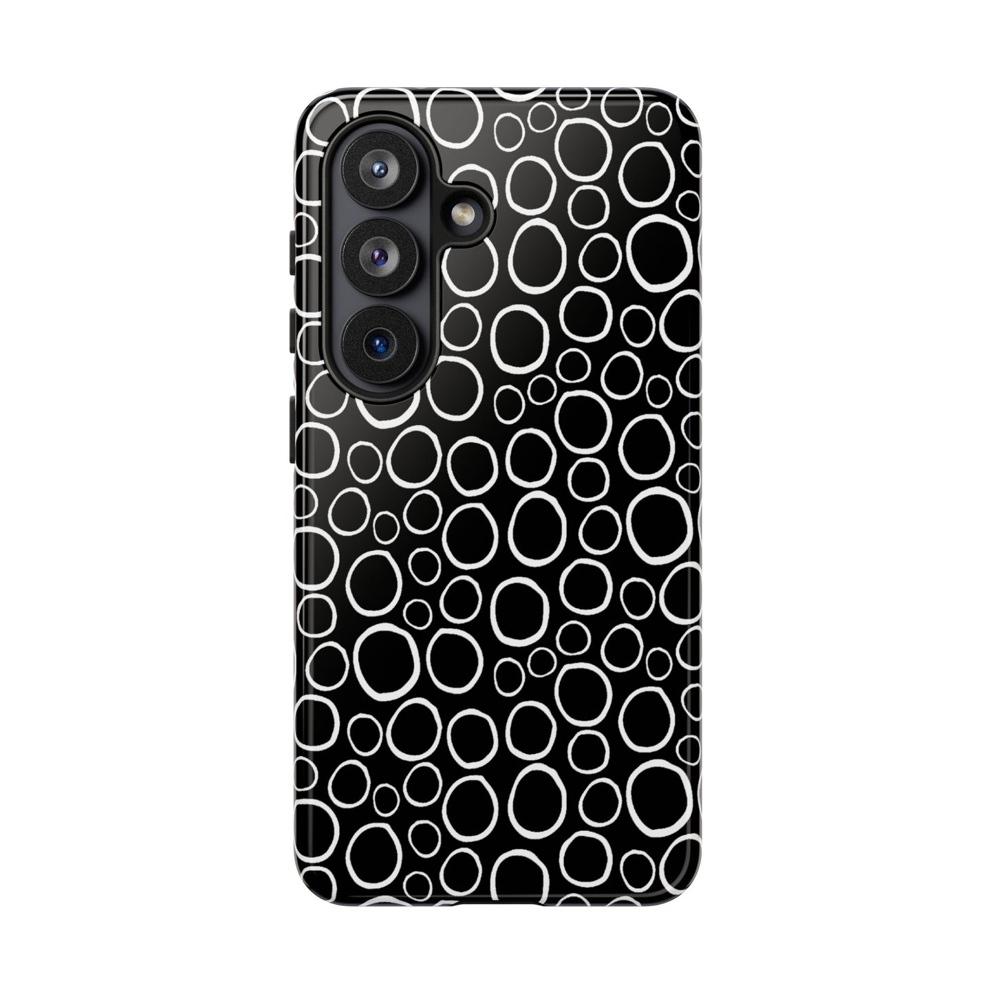 Phone Case, B & W Bubbly Circles Design, Tough Phone Case