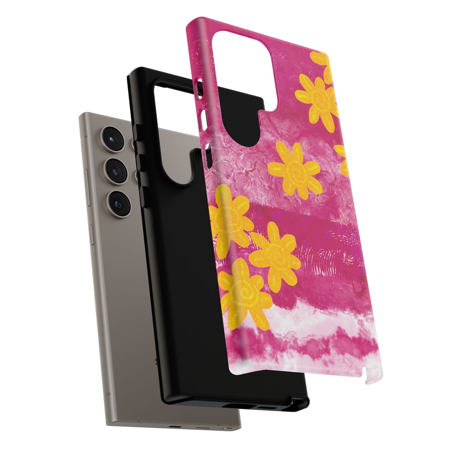 Yellow Flowers on Raspberry Phone Case| Tough Case