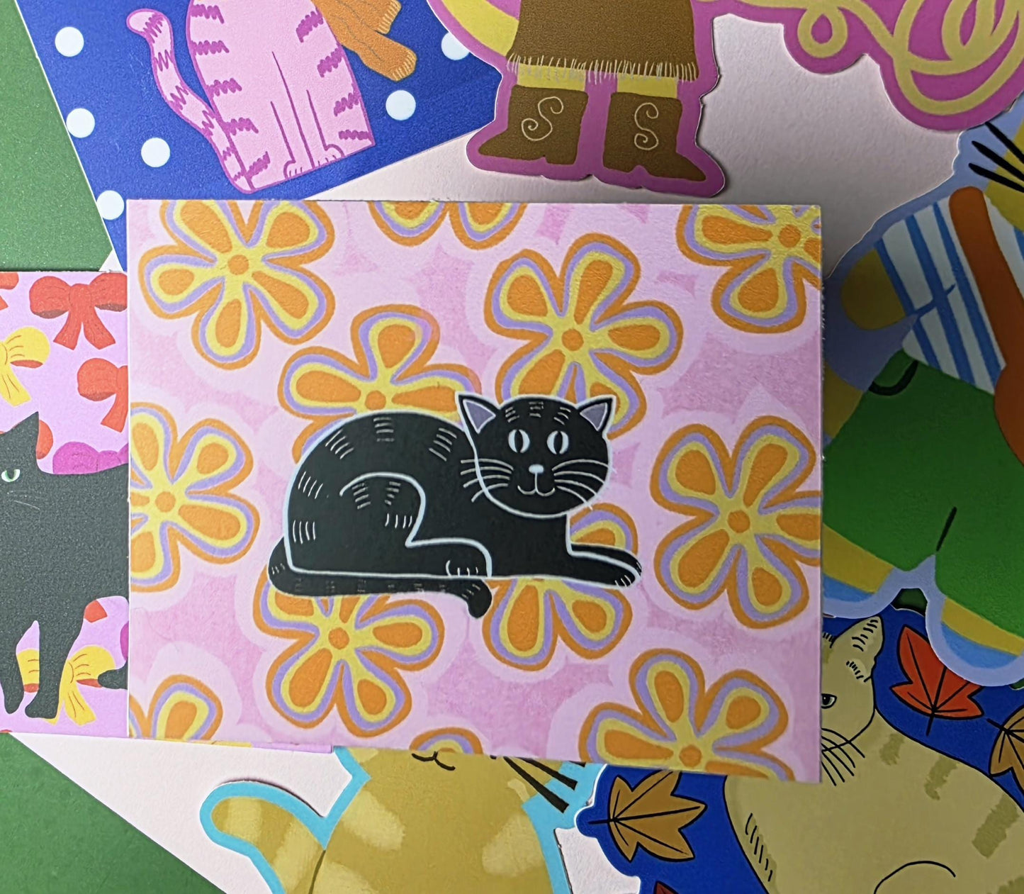 Cat Themed Sticker Pack, 7 Cat Stickers, Vinyl decals