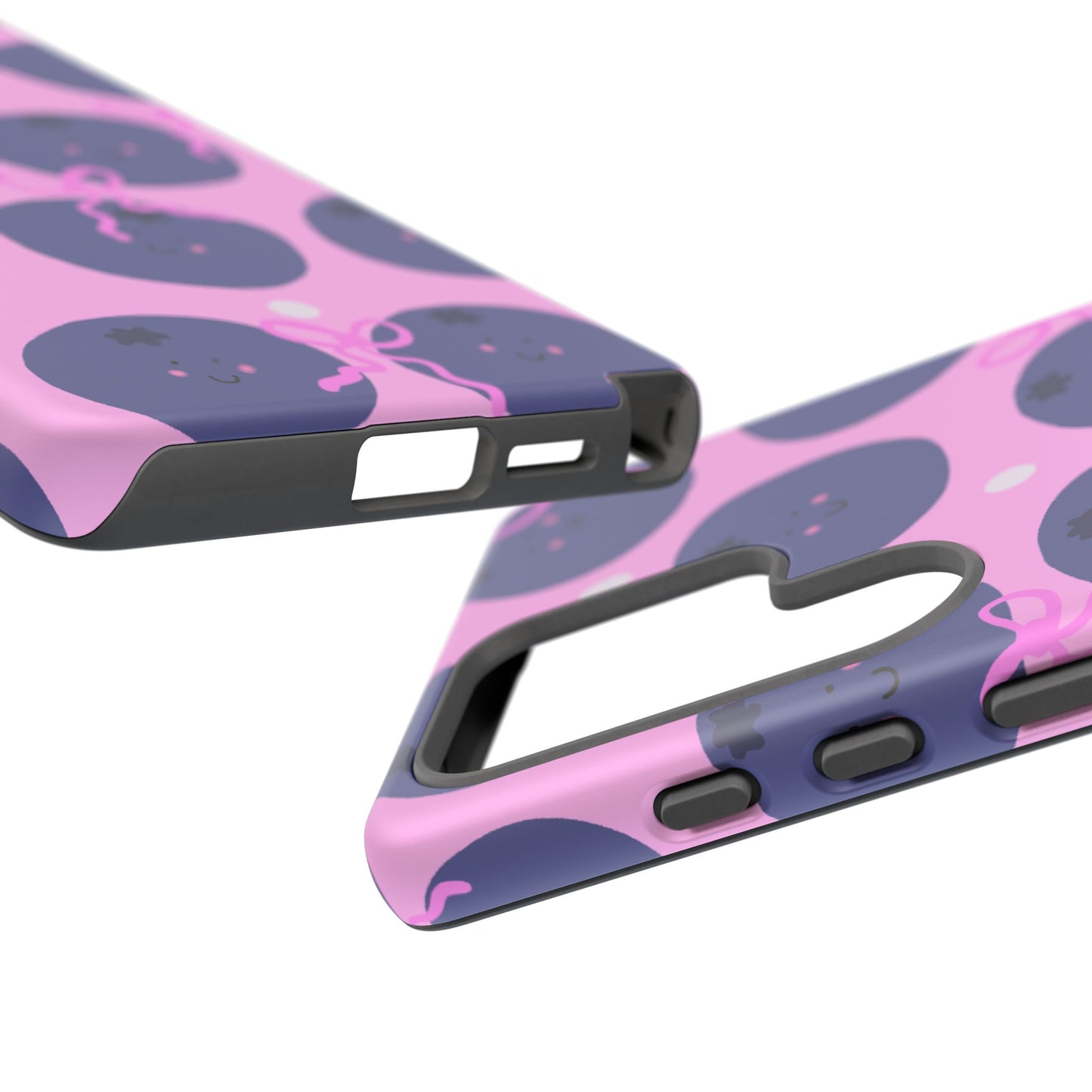 Phone Case, Blueberry and Bows Design on Pink, Tough Phone Case