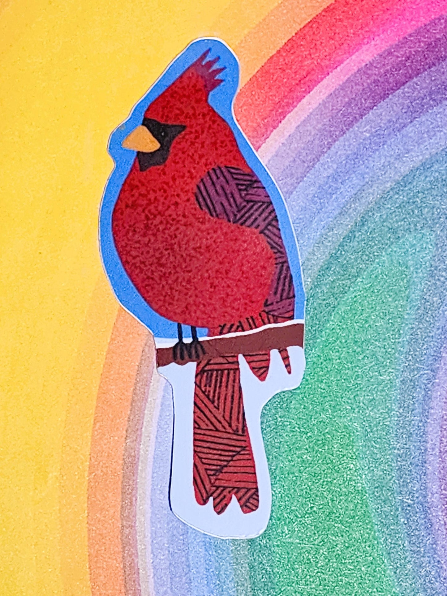 Sticker, Red Cardinal Bird Design, Vinyl, Die-Cut, 3 Inches