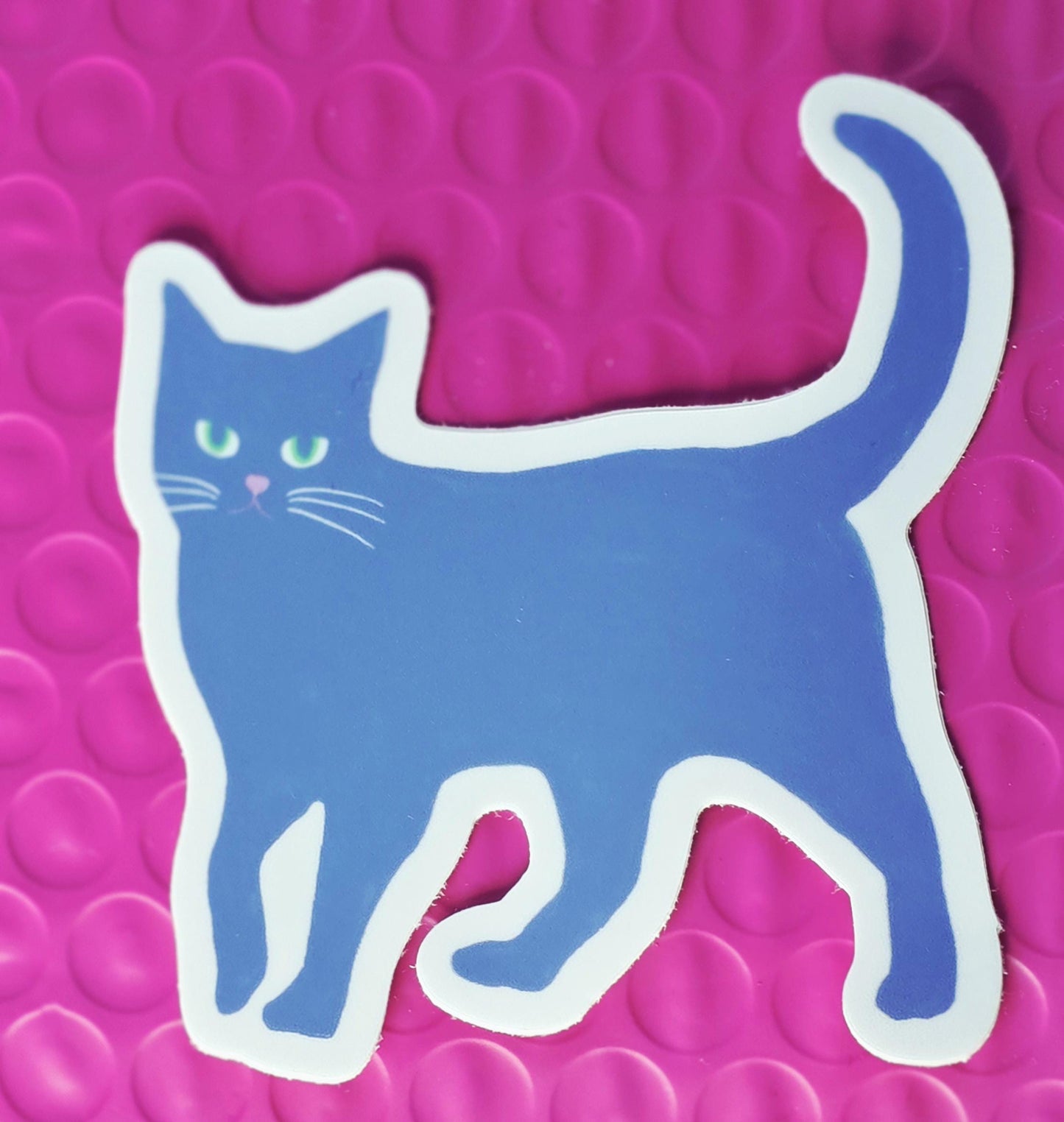 Sticker, Blue Cat Design, Vinyl, 3 Inches