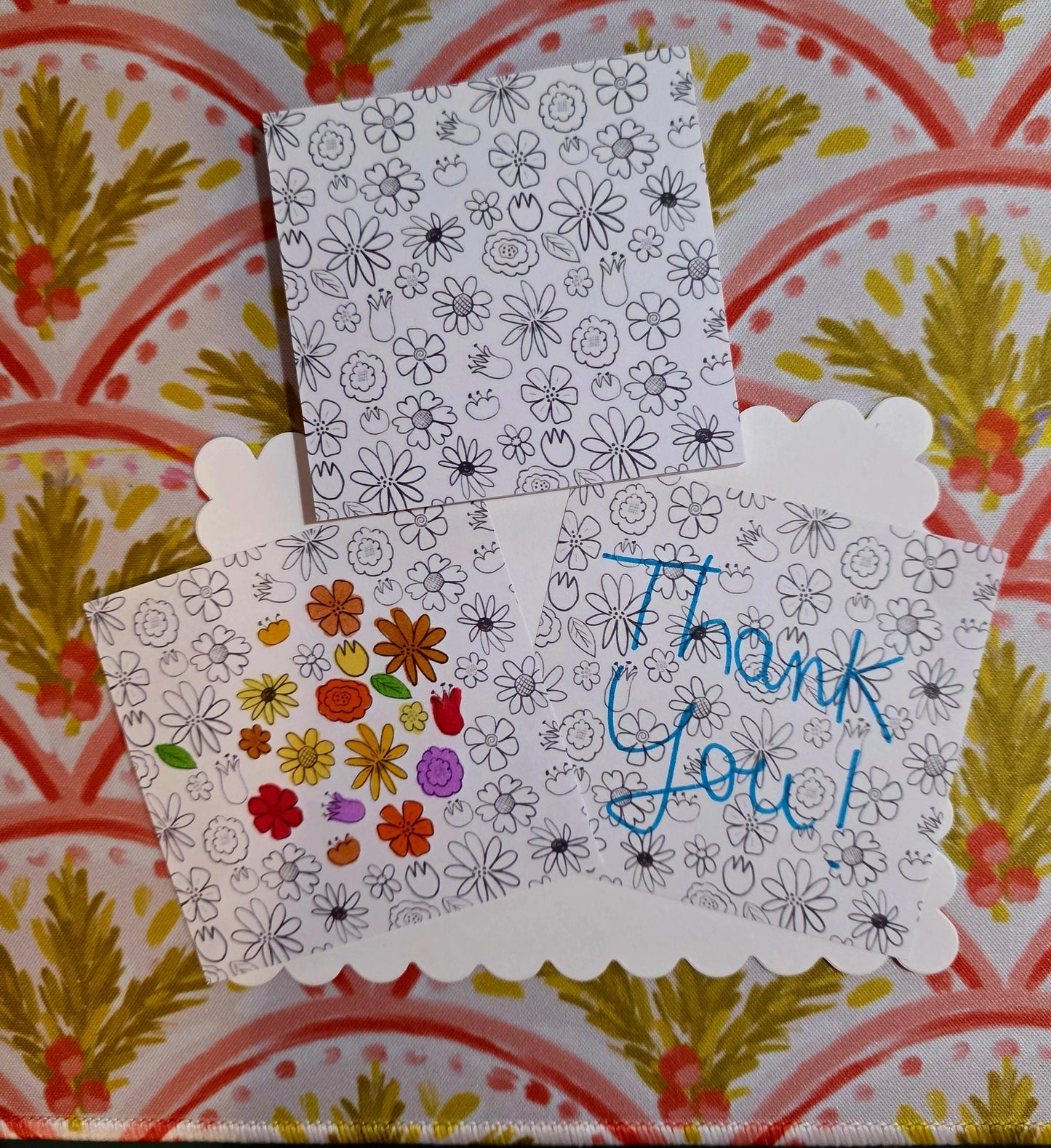 Sticky Notes, Coloring Book Style Floral, Black and White, 3 Inch Square