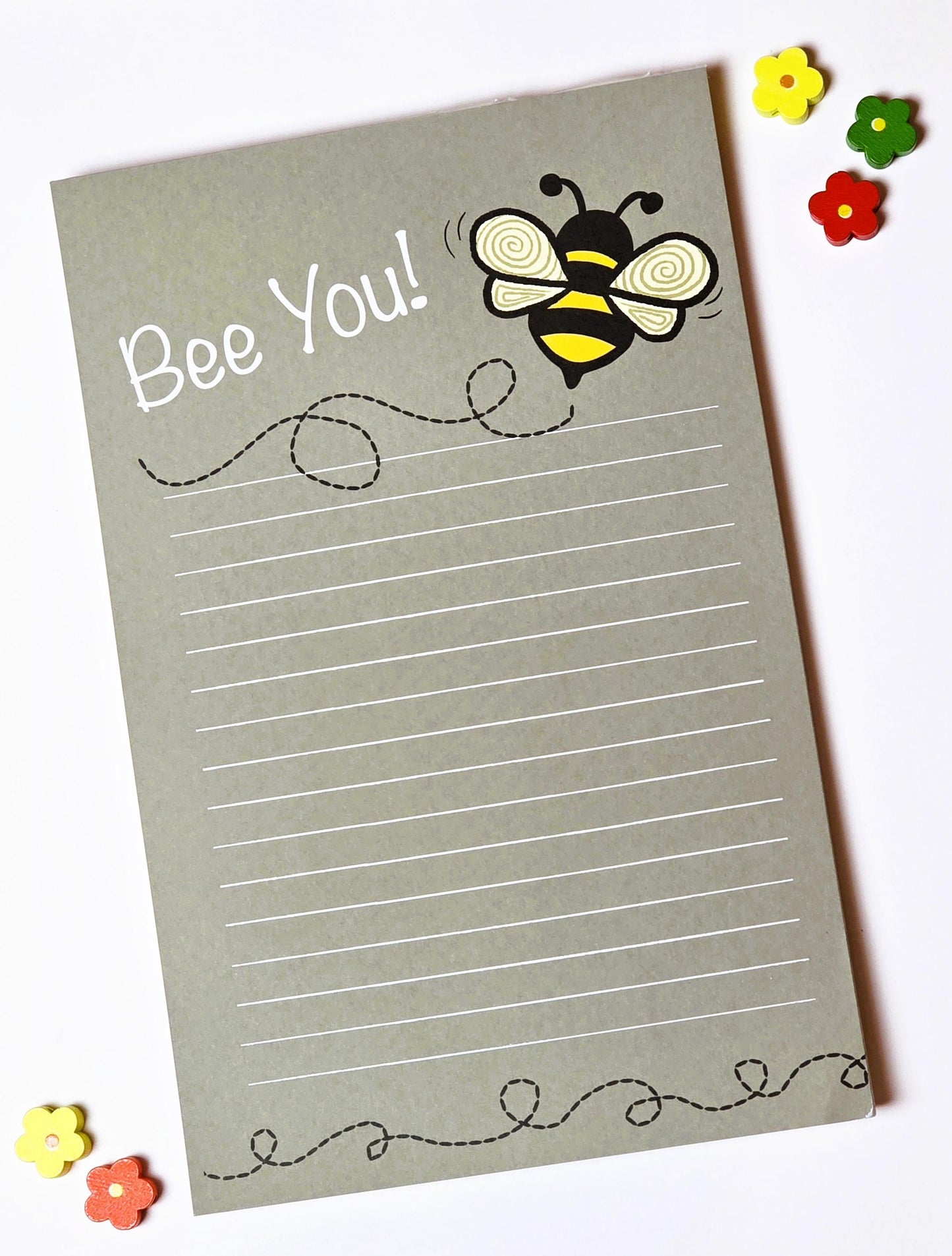 Notepad, "Bee You!" Text With Bee Design on Tan/Taupe Lined Pages, 50 Sheets
