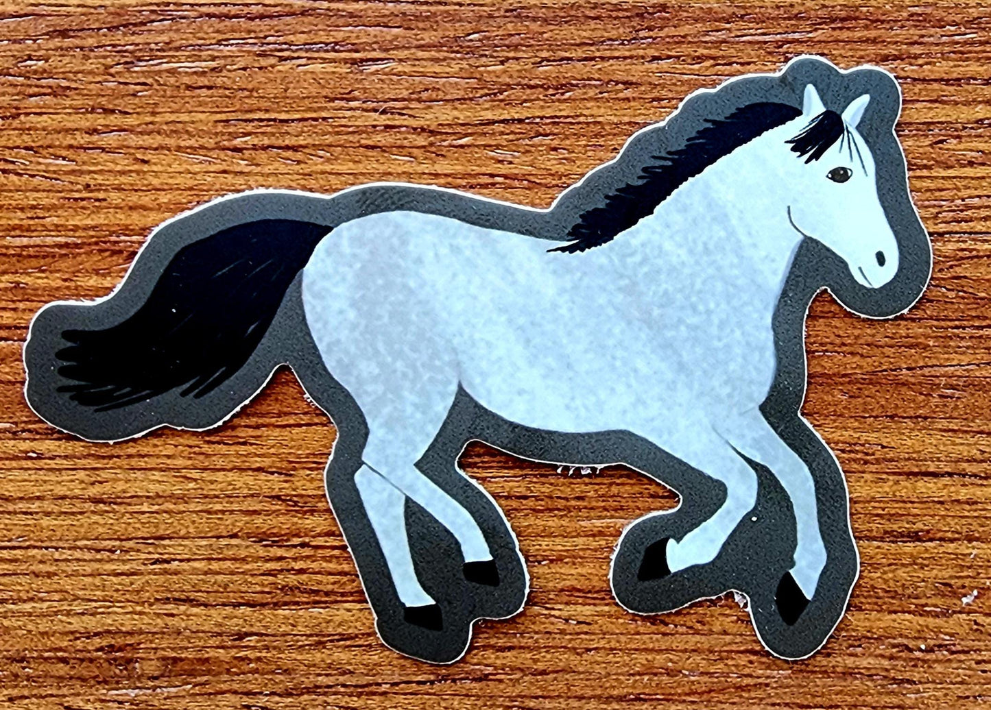 Sticker, Gray Running Horse Design, Vinyl, Die-Cut, 3 Inches