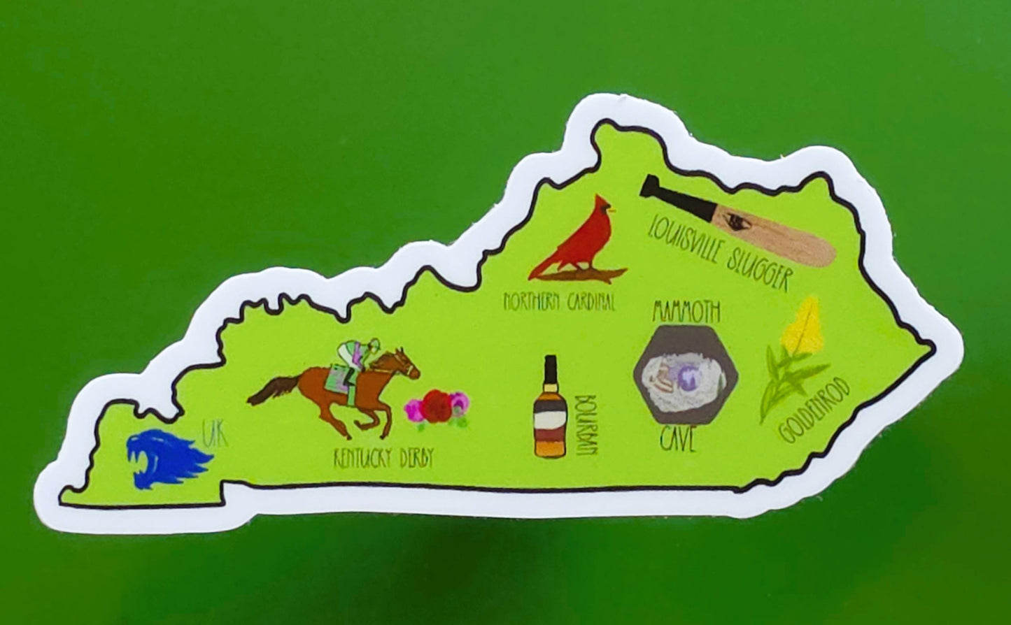 Sticker, Kentucky State Sticker, Vinyl, Die-Cut, 3 Inch