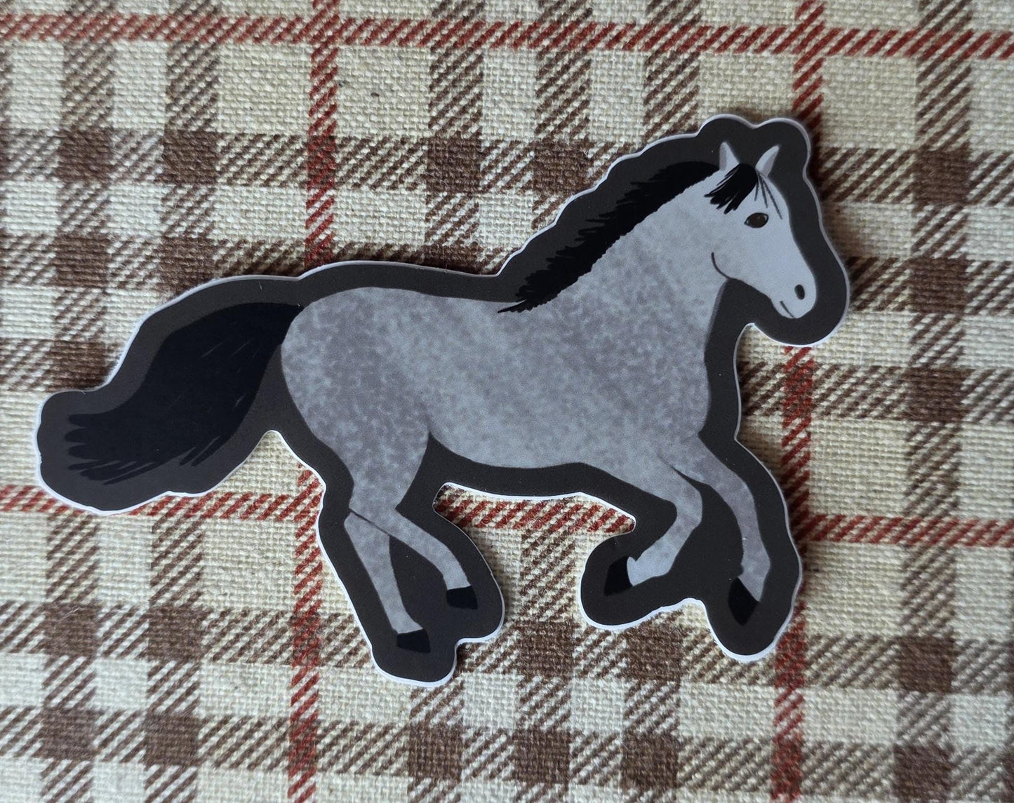 Sticker, Gray Running Horse Design, Vinyl, Die-Cut, 3 Inches