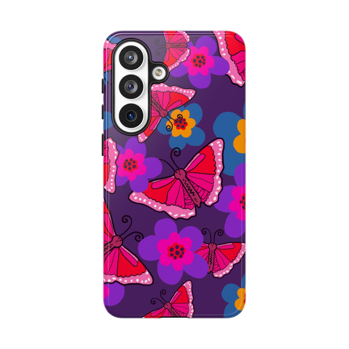 Phone Case, Pink Butterfly Design, Tough Phone Case
