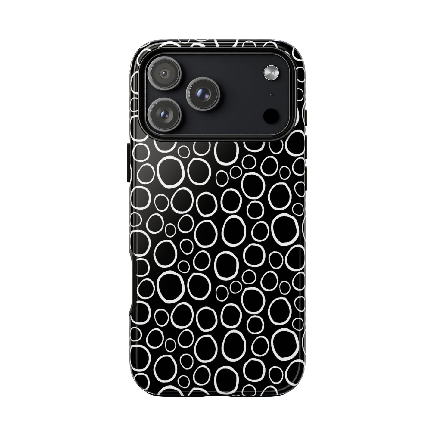 Phone Case, B & W Bubbly Circles Design, Tough Phone Case