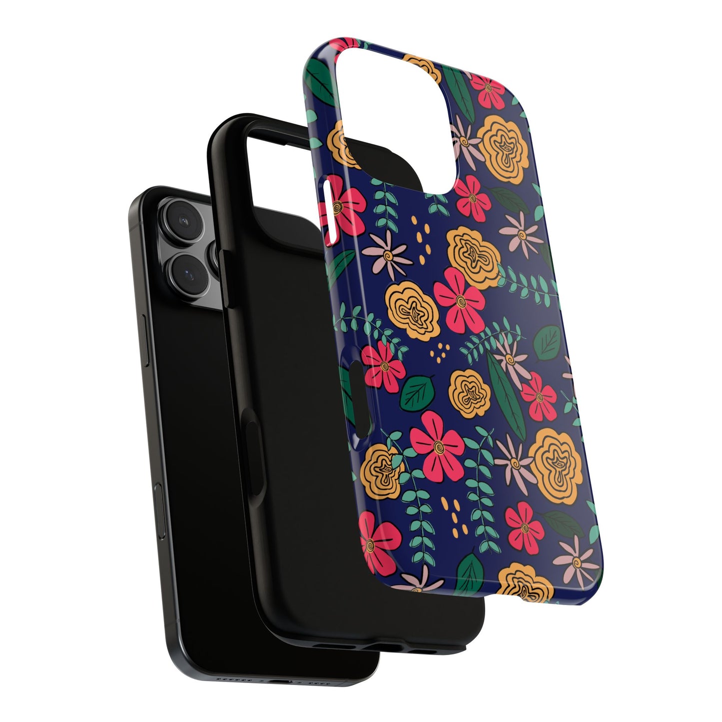 Phone Case, Blue Floral Design, Tough Phone Case