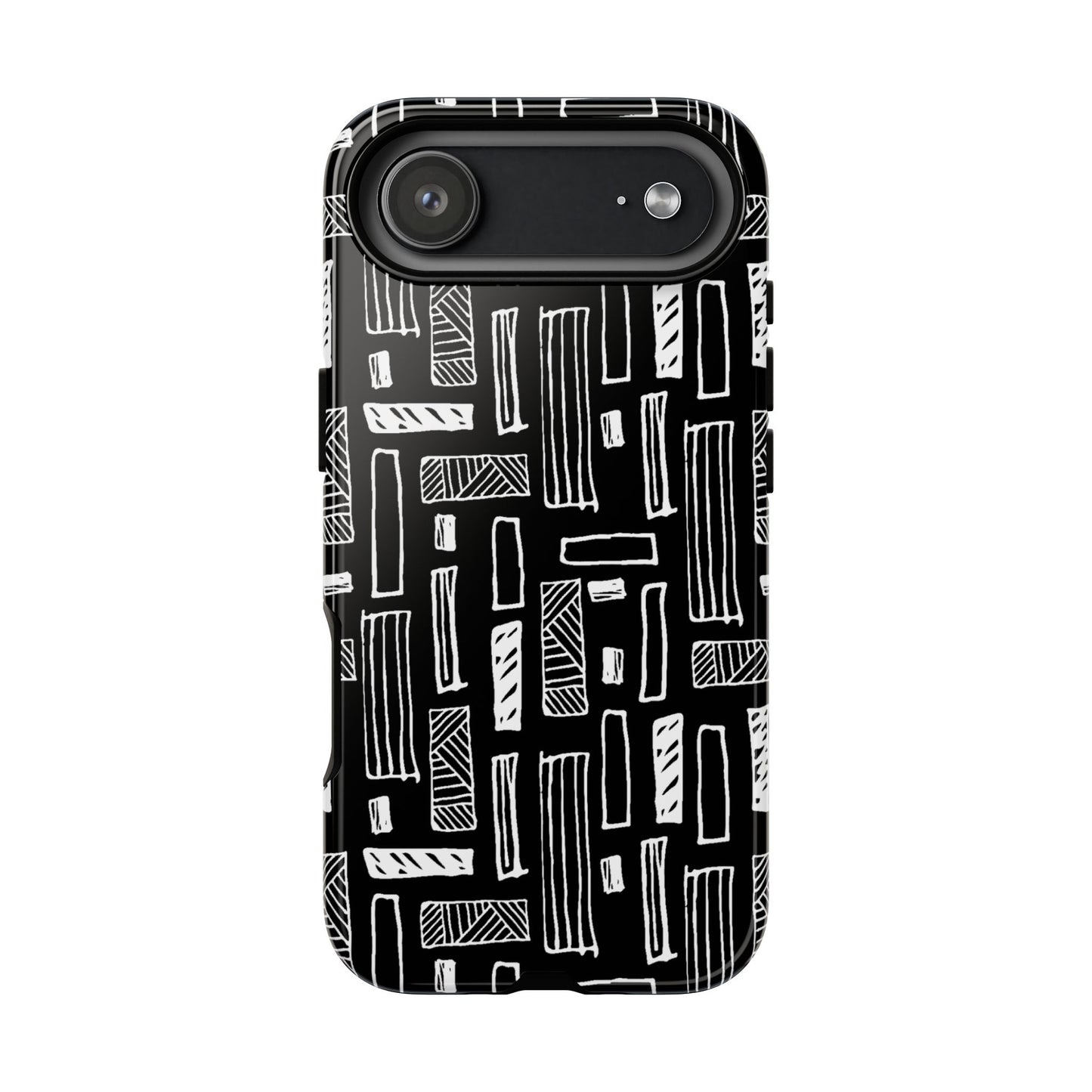 Phone Case, B & W Geometric Artistic Design, Tough Phone Case