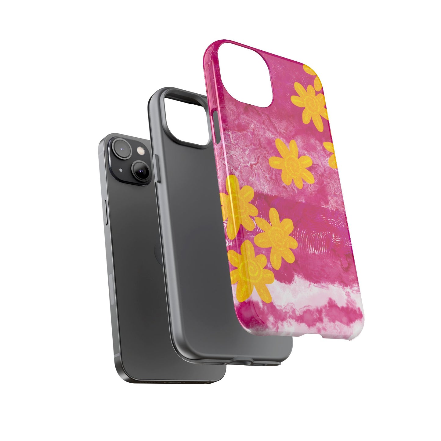 Yellow Flowers on Raspberry Phone Case| Tough Case