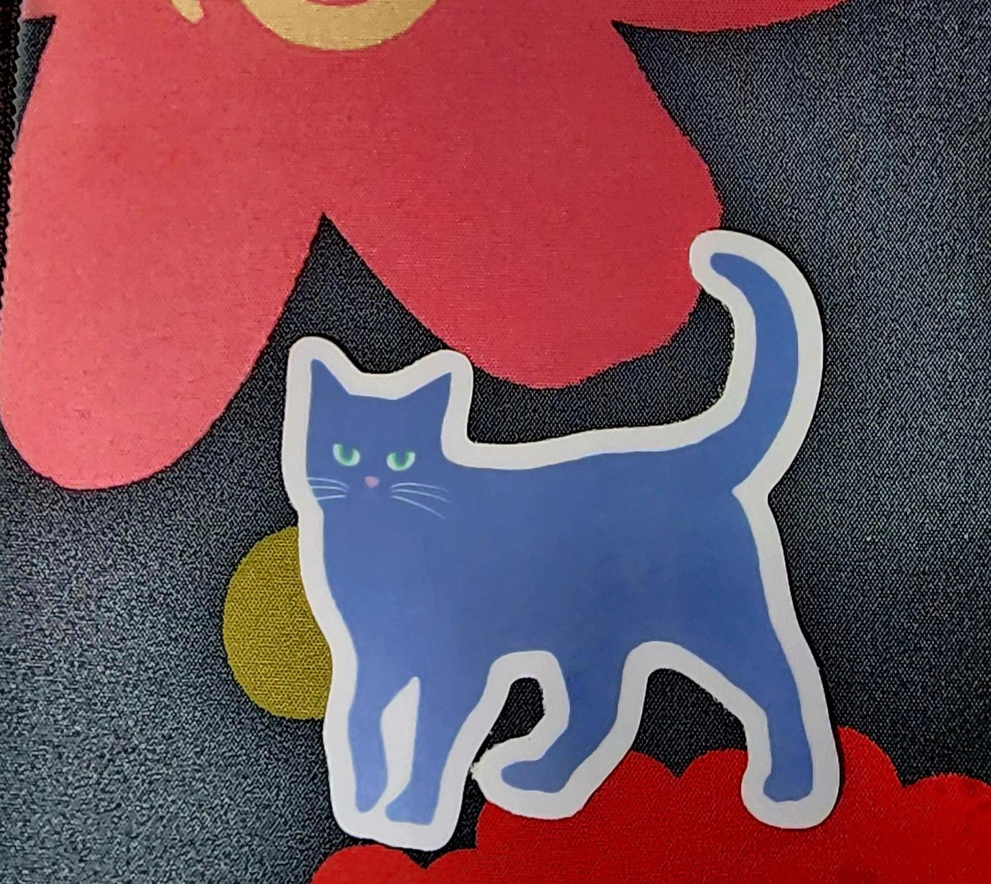 Sticker, Blue Cat Design, Vinyl, 3 Inches
