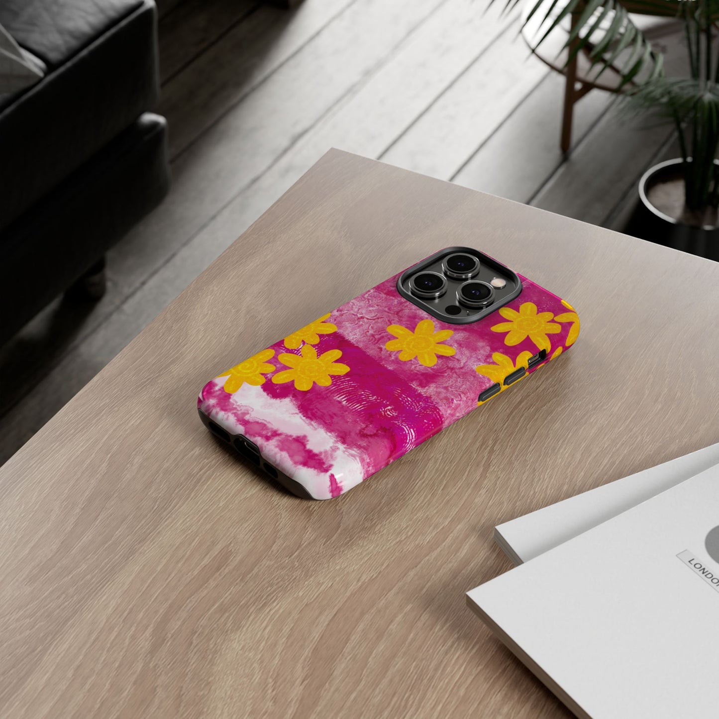 Yellow Flowers on Raspberry Phone Case| Tough Case