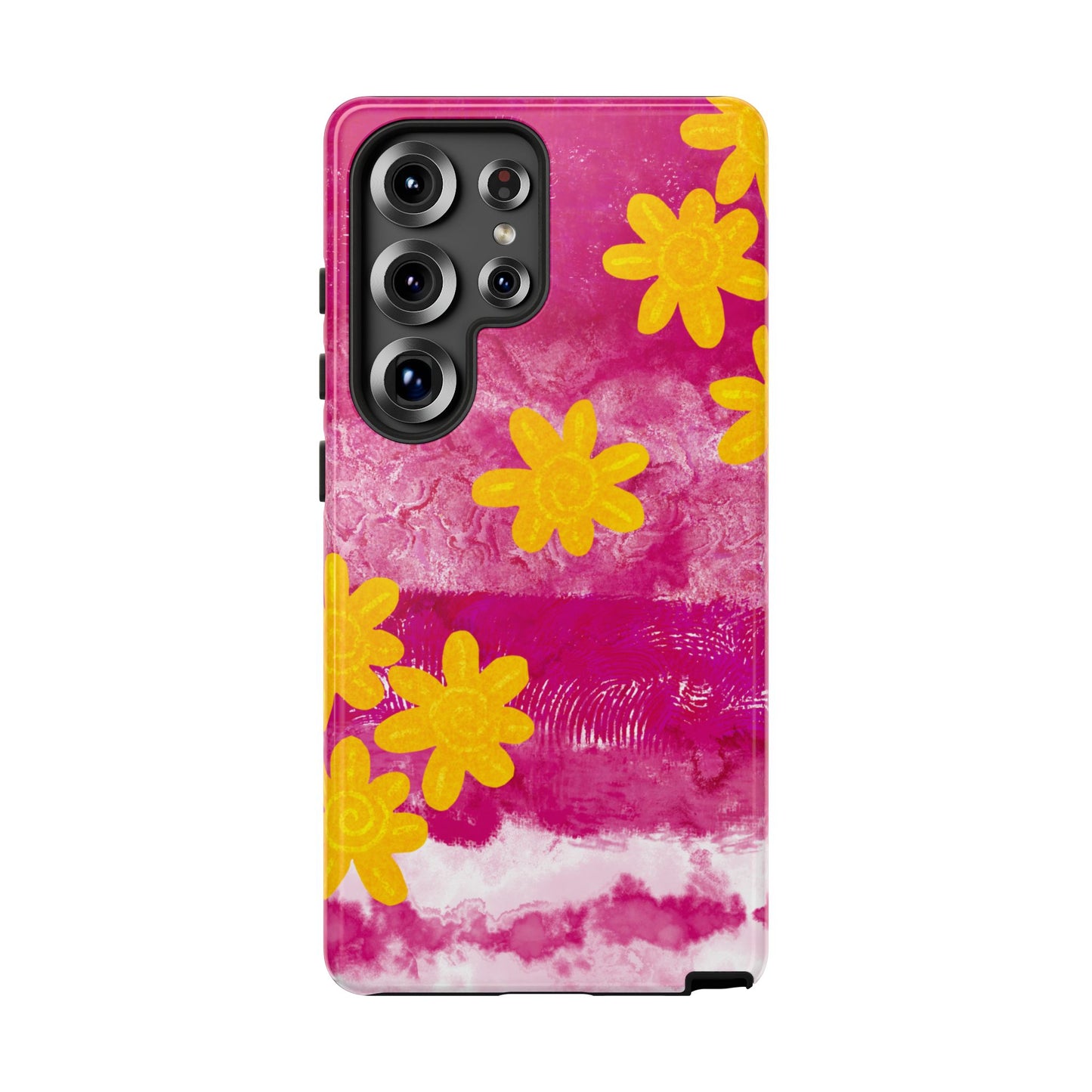 Yellow Flowers on Raspberry Phone Case| Tough Case