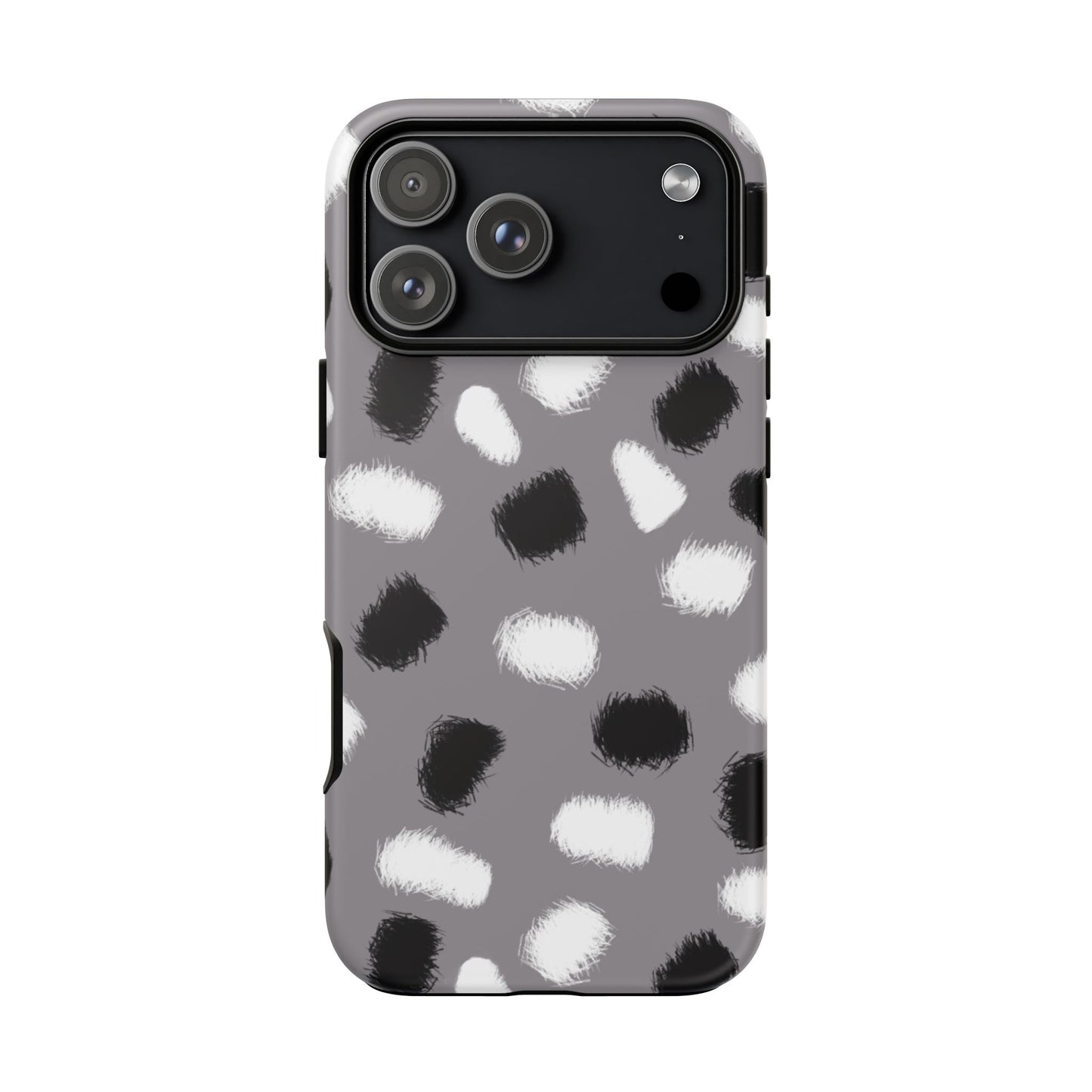 Phone Case, B & W Splotches Artistic Design, Tough Phone Case