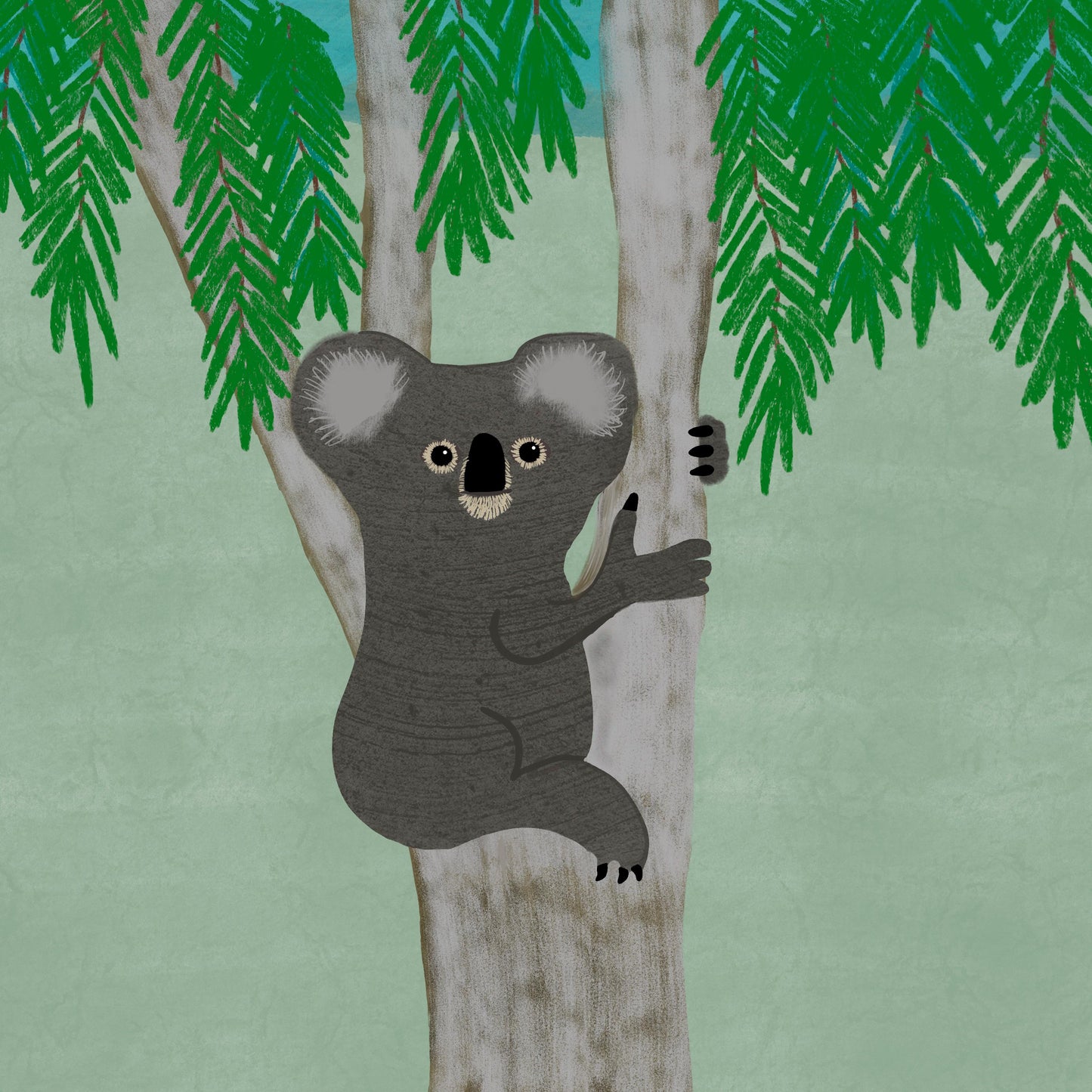 Sticker, Koala in Tree, Vinyl, 3 Inch Square