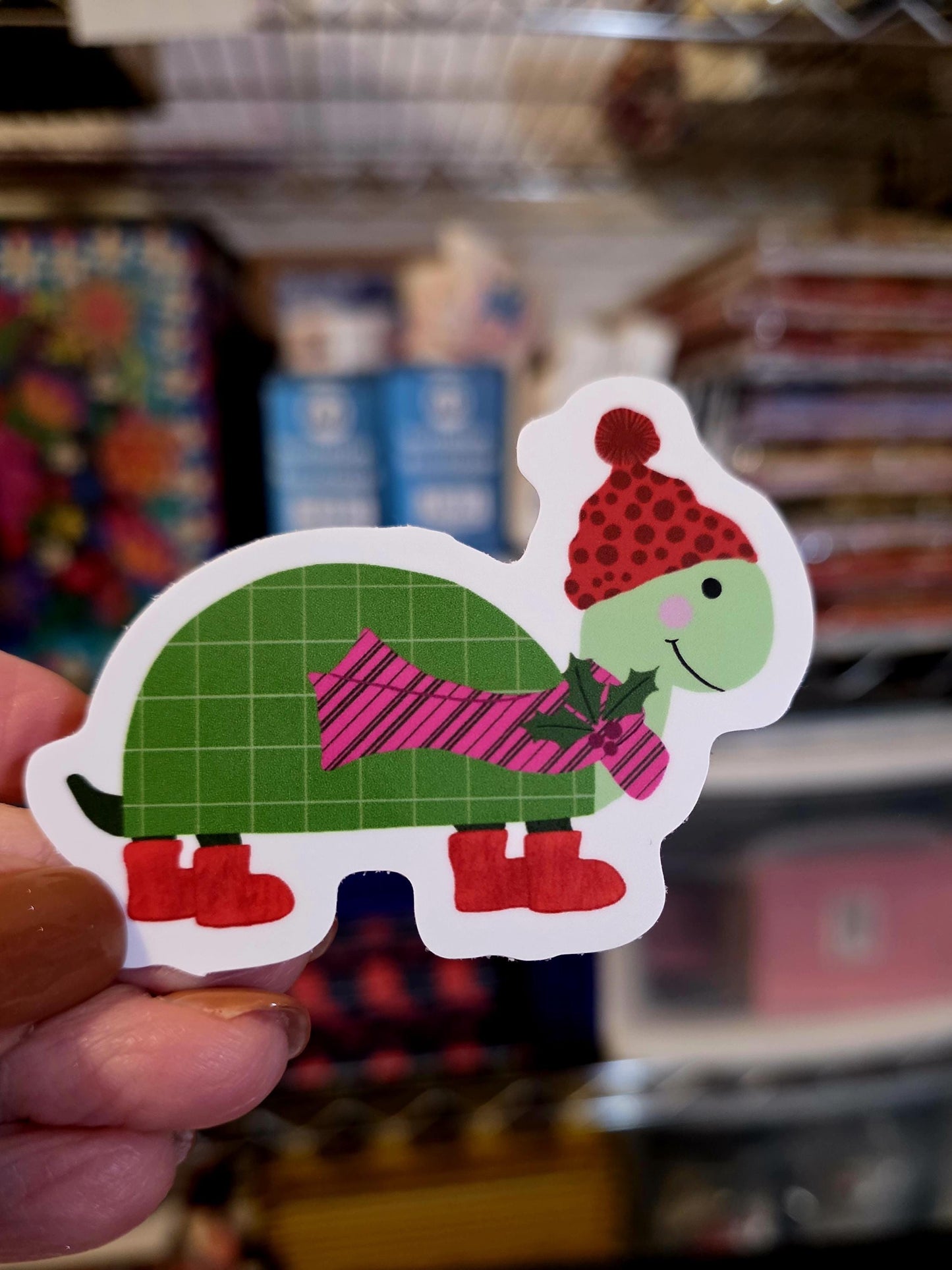 Turtle Sticker, Cozy Winter Critters, Vinyl Sticker, Water-Proof, 3 Inch