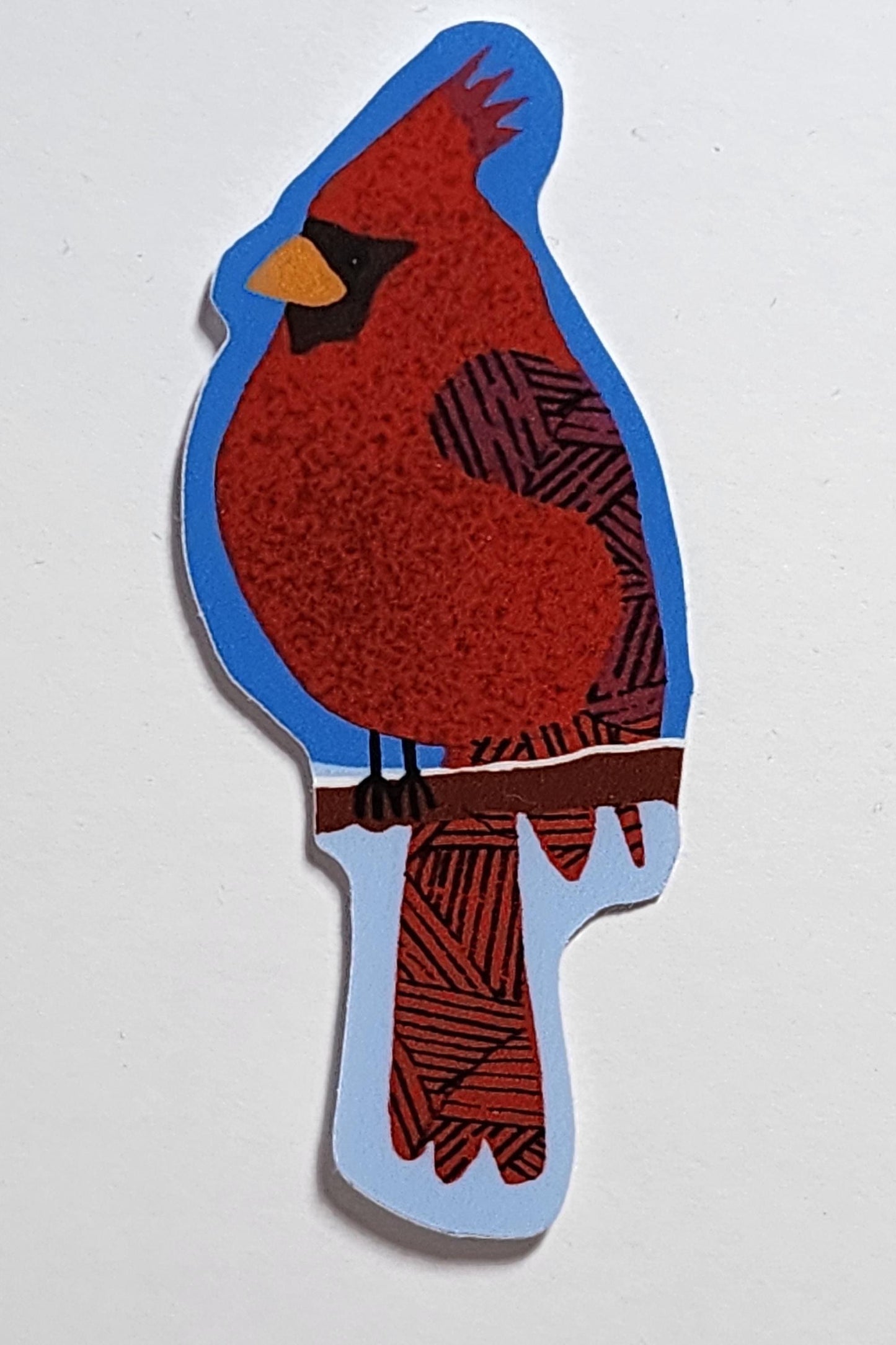 Sticker, Red Cardinal Bird Design, Vinyl, Die-Cut, 3 Inches