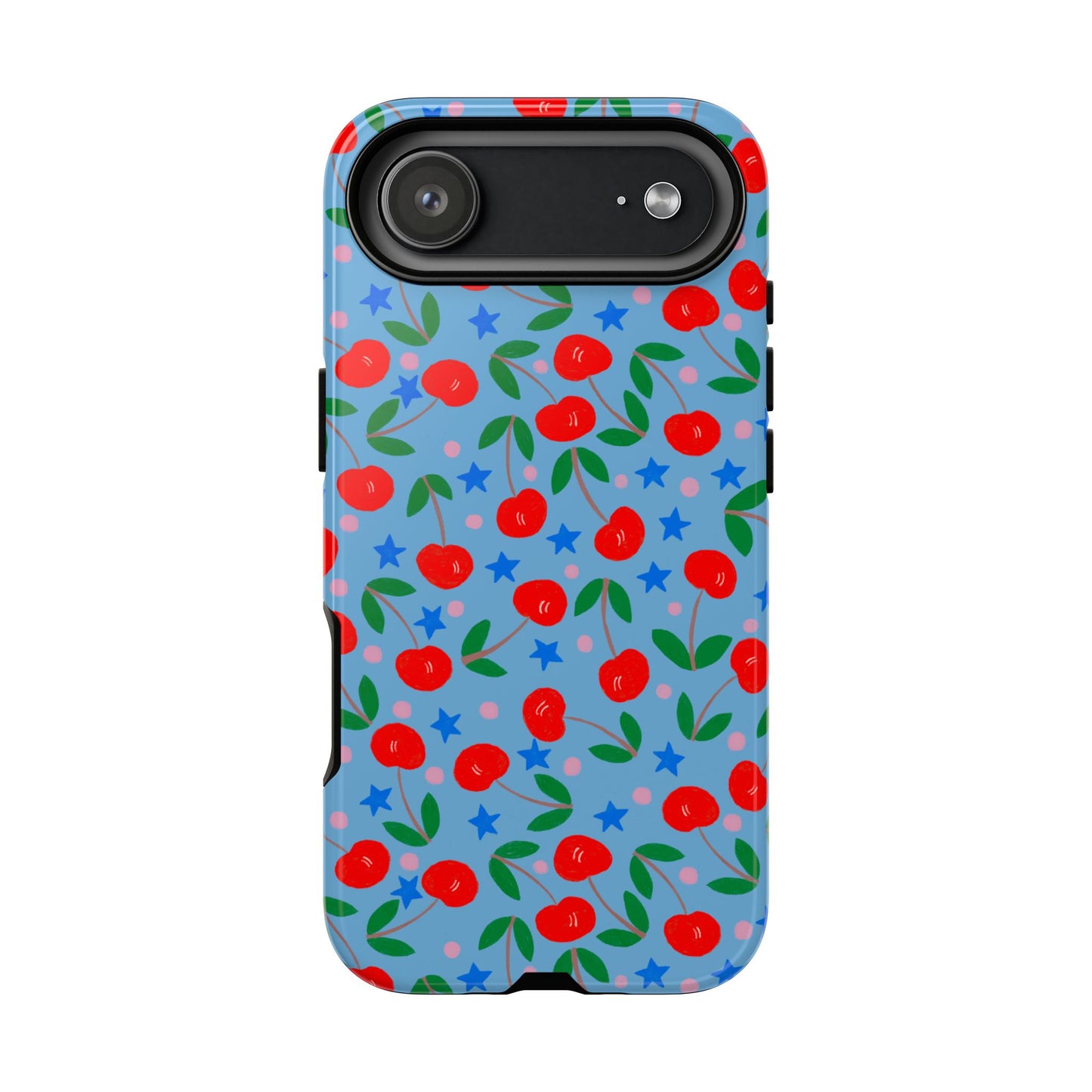 Phone Case, Cherries Design on Blue, Tough Phone Case