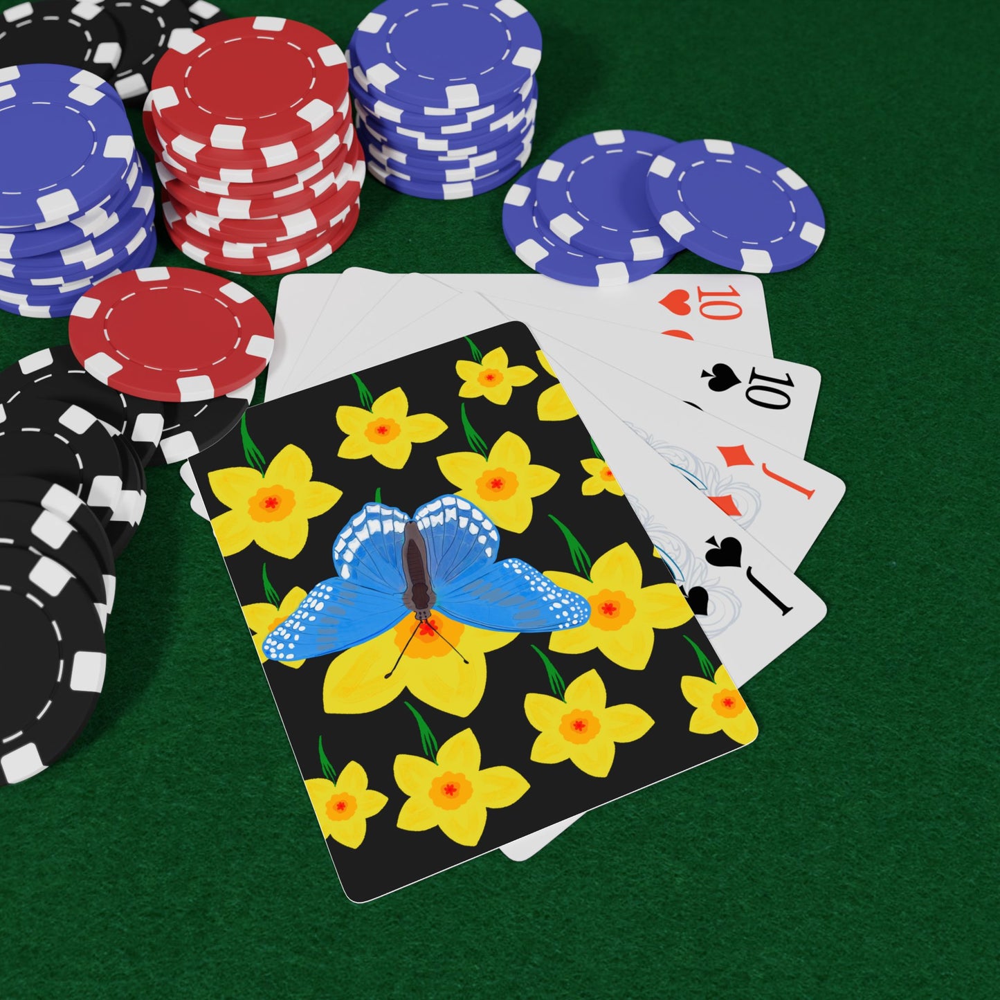 Playing Cards, Butterfly Daffodil Design, 1 Deck of Standard Playing Cards, Family Fun