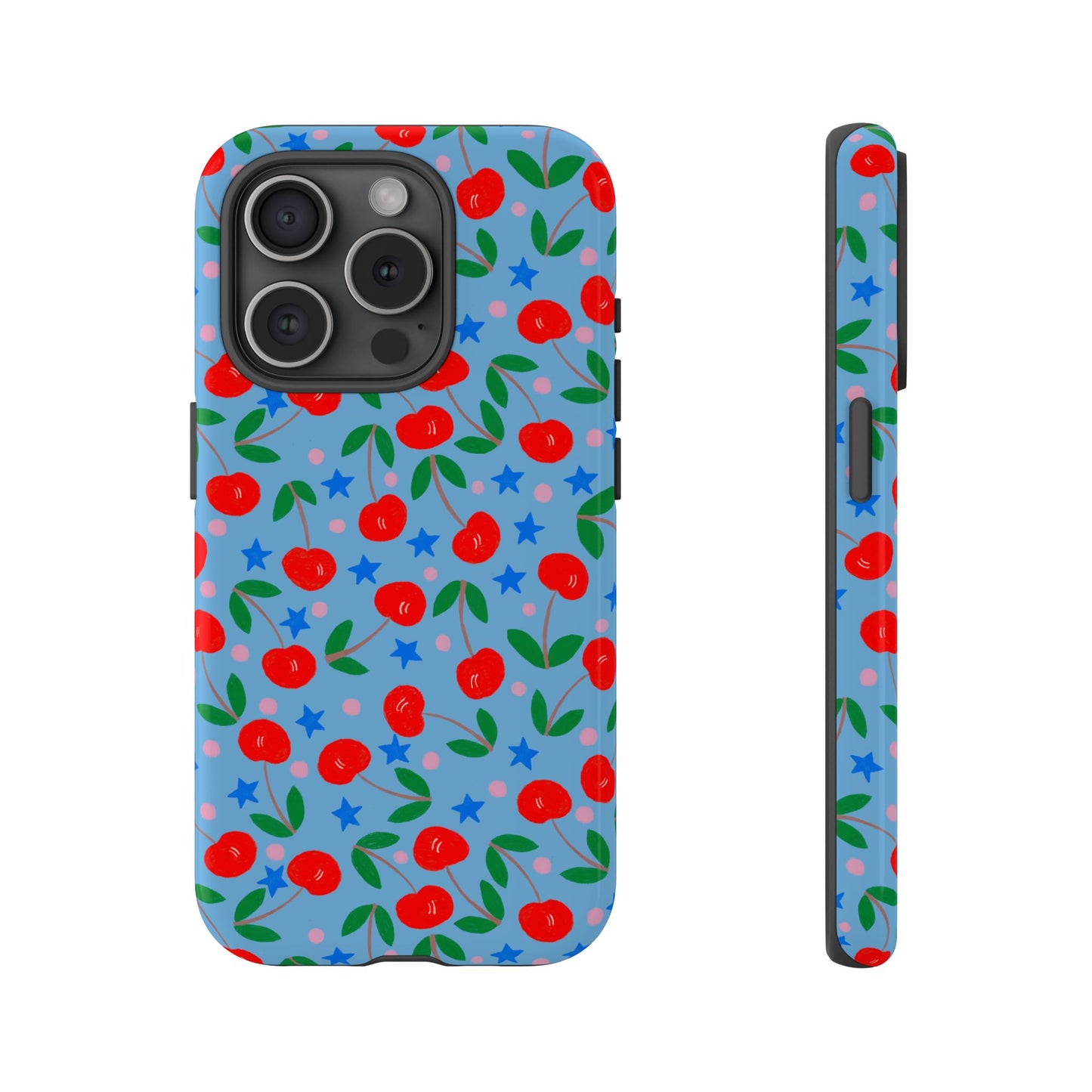 Phone Case, Cherries Design on Blue, Tough Phone Case