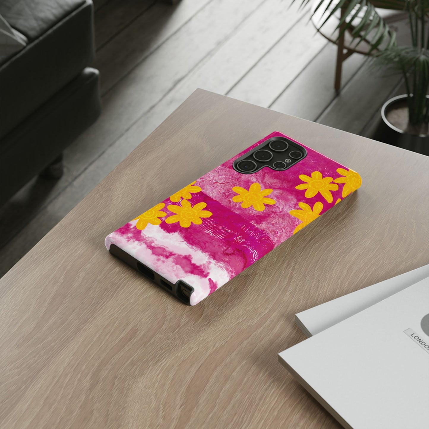 Yellow Flowers on Raspberry Phone Case| Tough Case