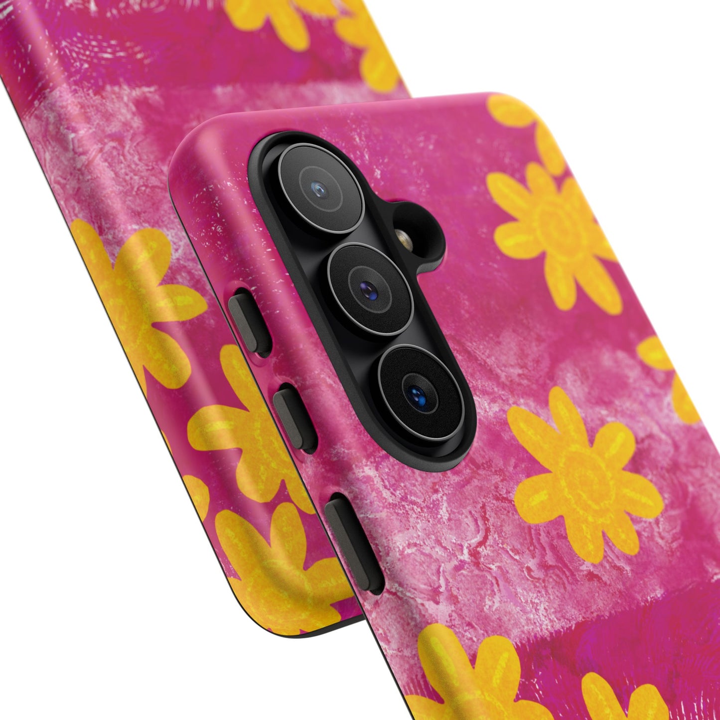Yellow Flowers on Raspberry Phone Case| Tough Case