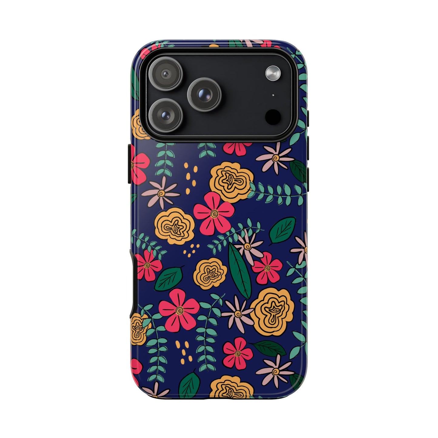 Phone Case, Blue Floral Design, Tough Phone Case