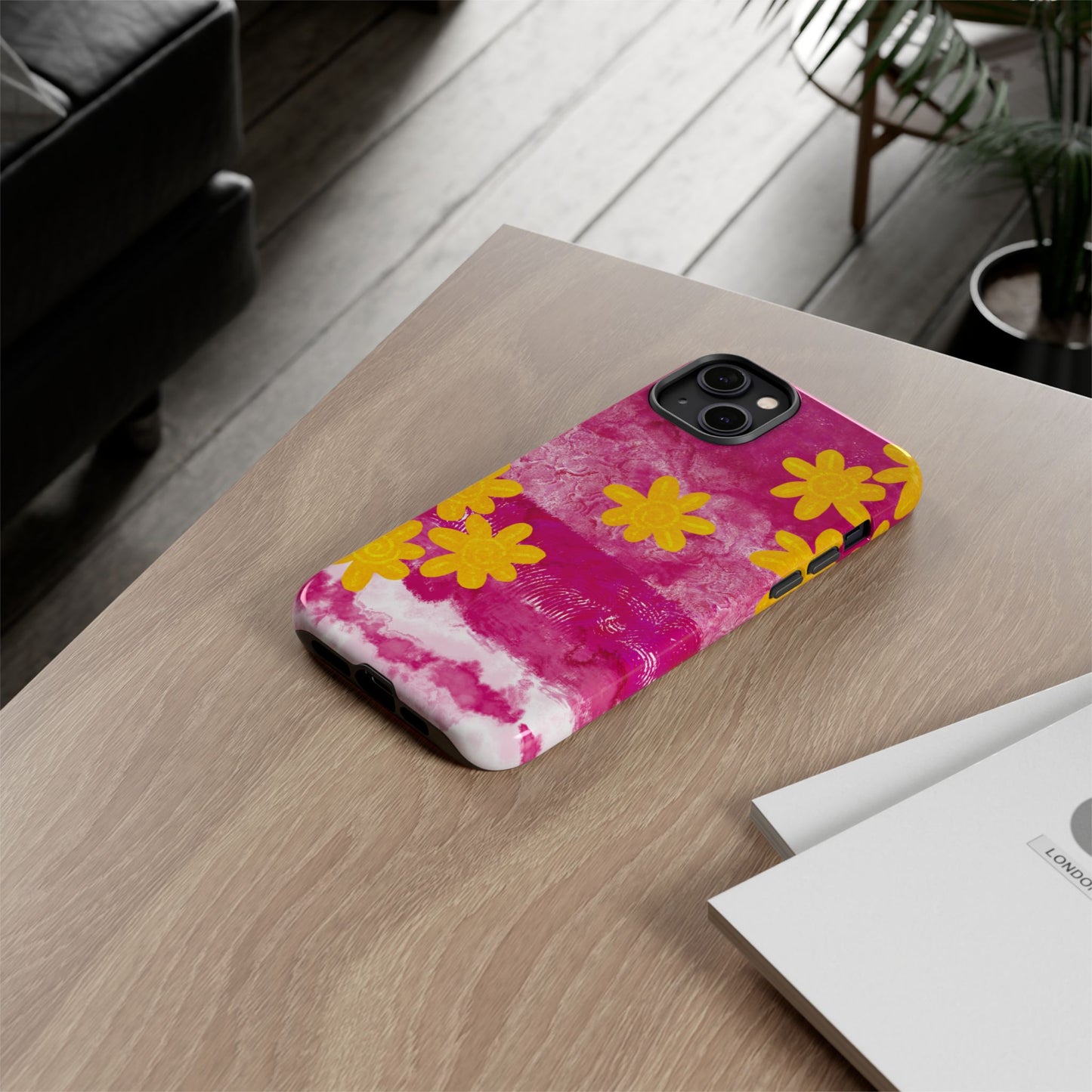 Yellow Flowers on Raspberry Phone Case| Tough Case
