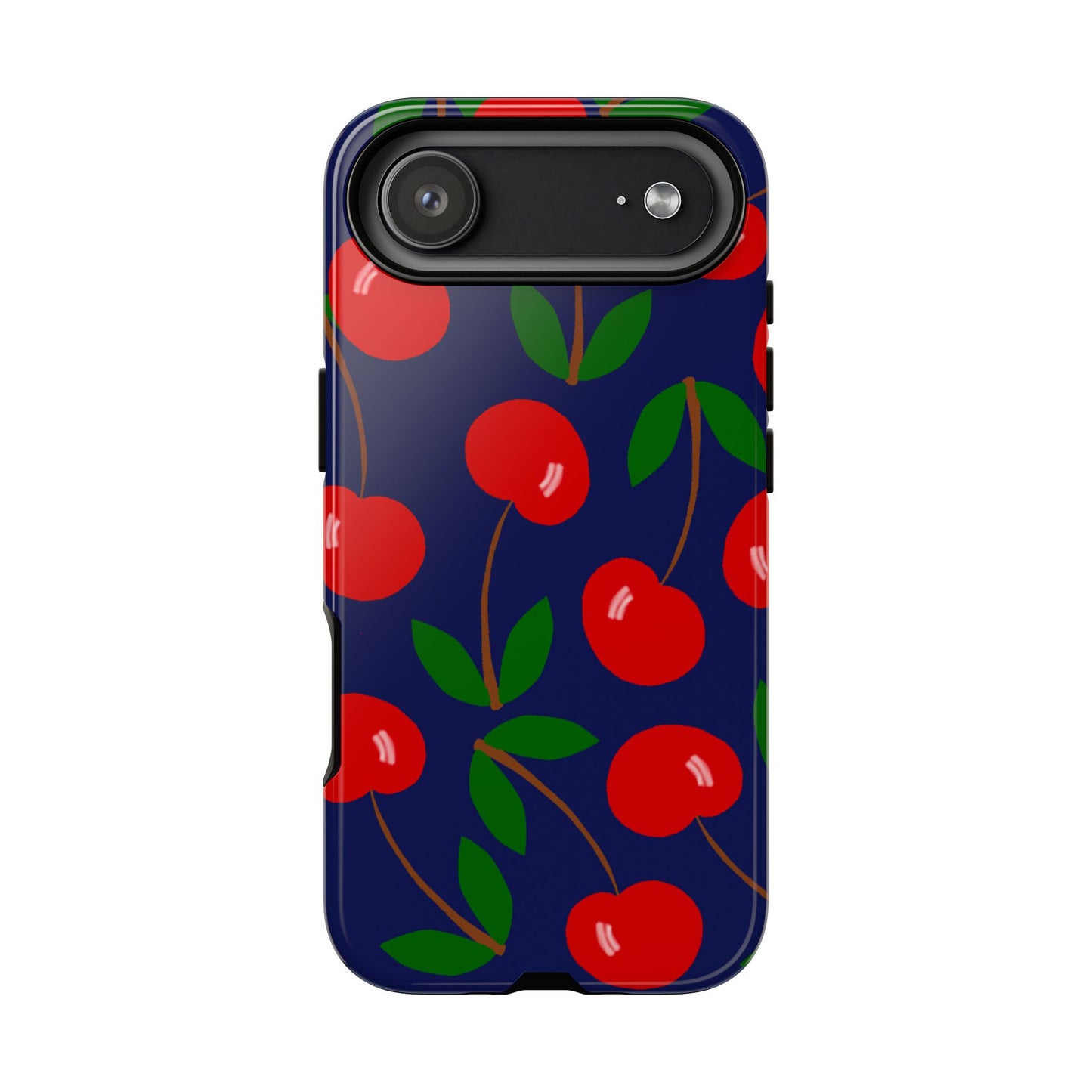 Phone Case, Large Cherries on Navy Design, Tough Phone Case
