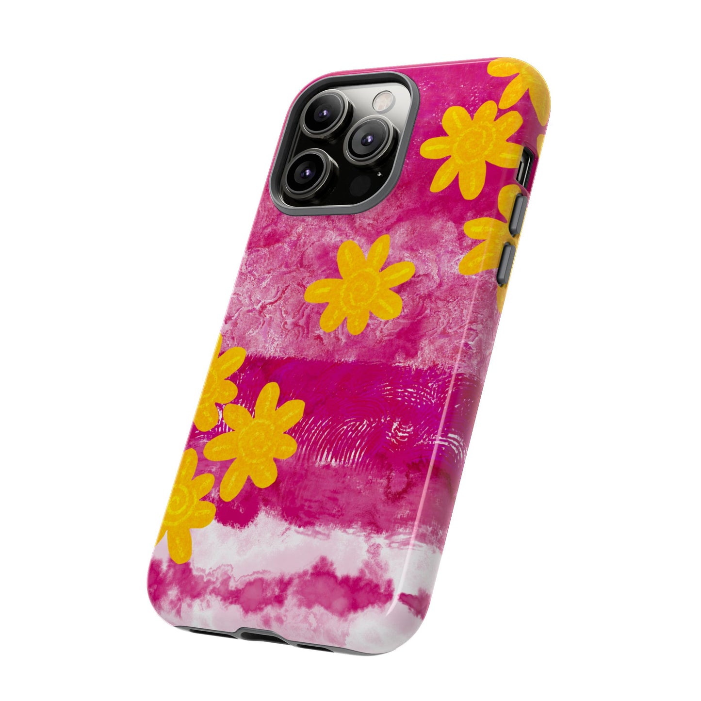Yellow Flowers on Raspberry Phone Case| Tough Case