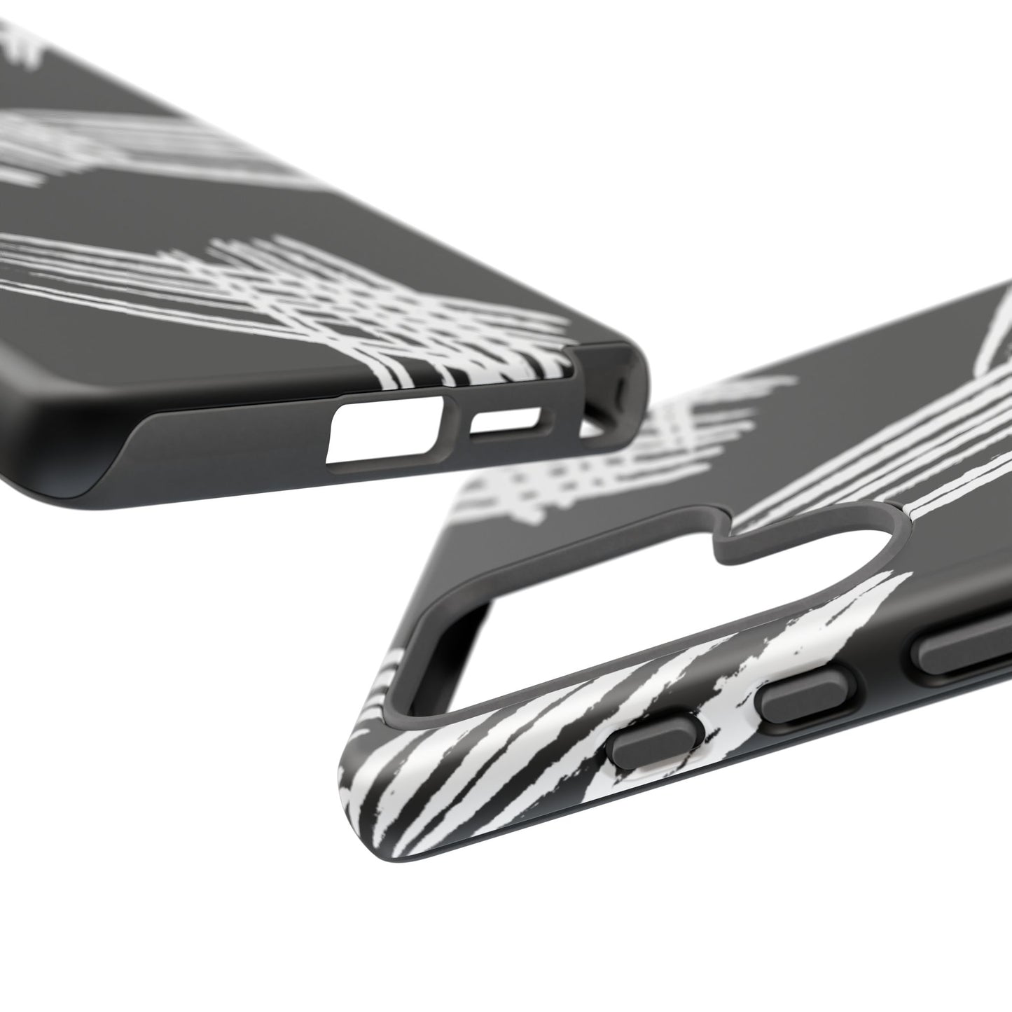 Phone Case, B & W Artistic Brush Strokes Design, Tough Phone Case