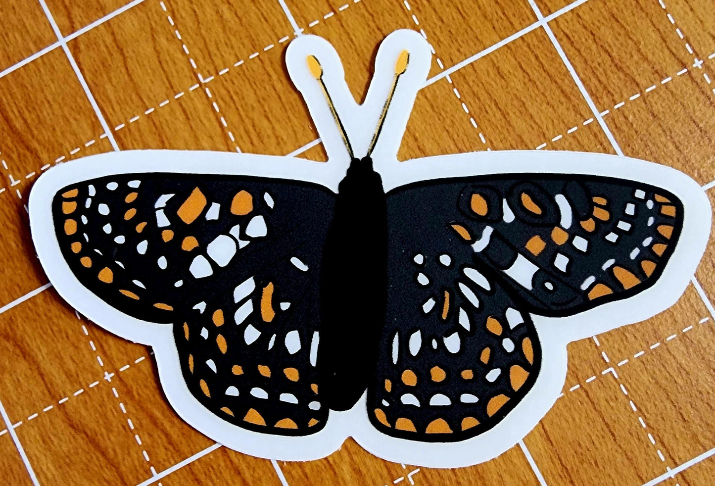 Sticker, Butterfly Design, Taylor's Checkerspot, Vinyl, Die-Cut, 3 Inches