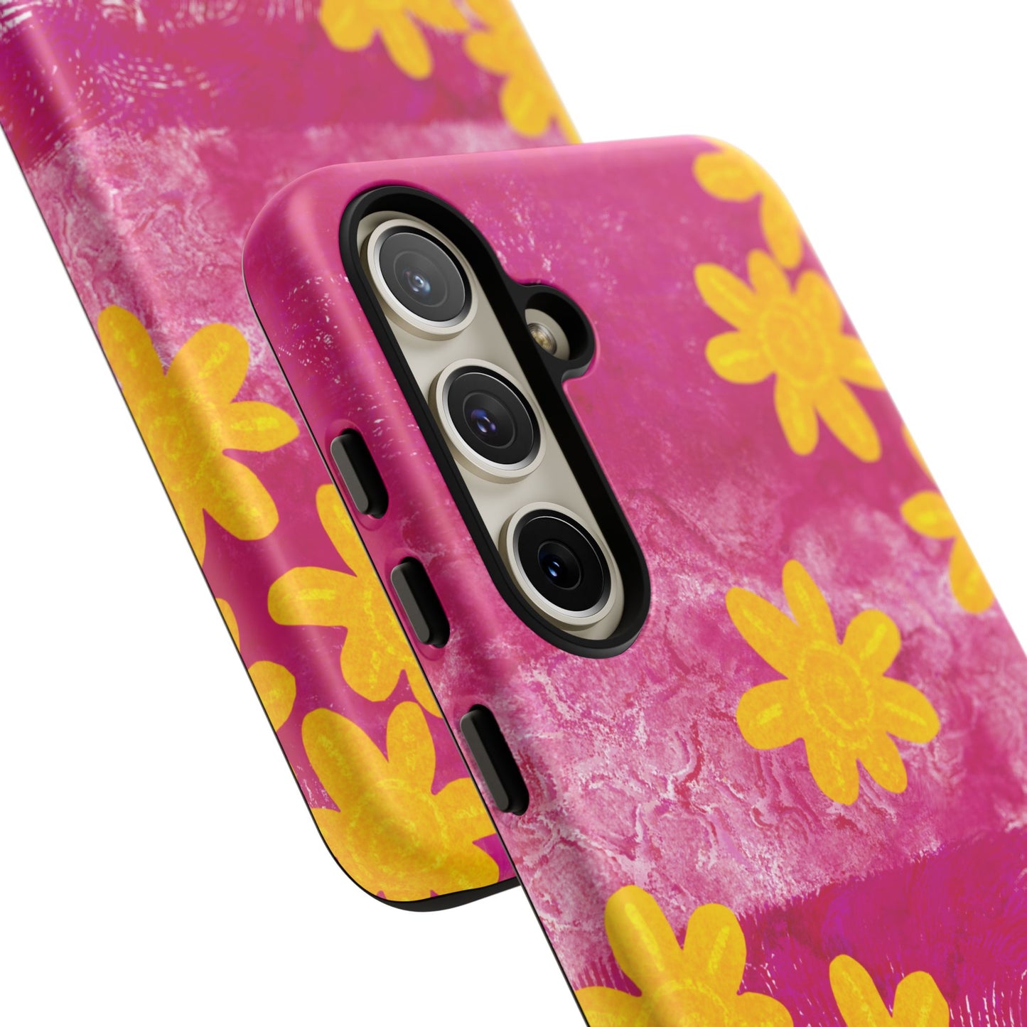 Yellow Flowers on Raspberry Phone Case| Tough Case