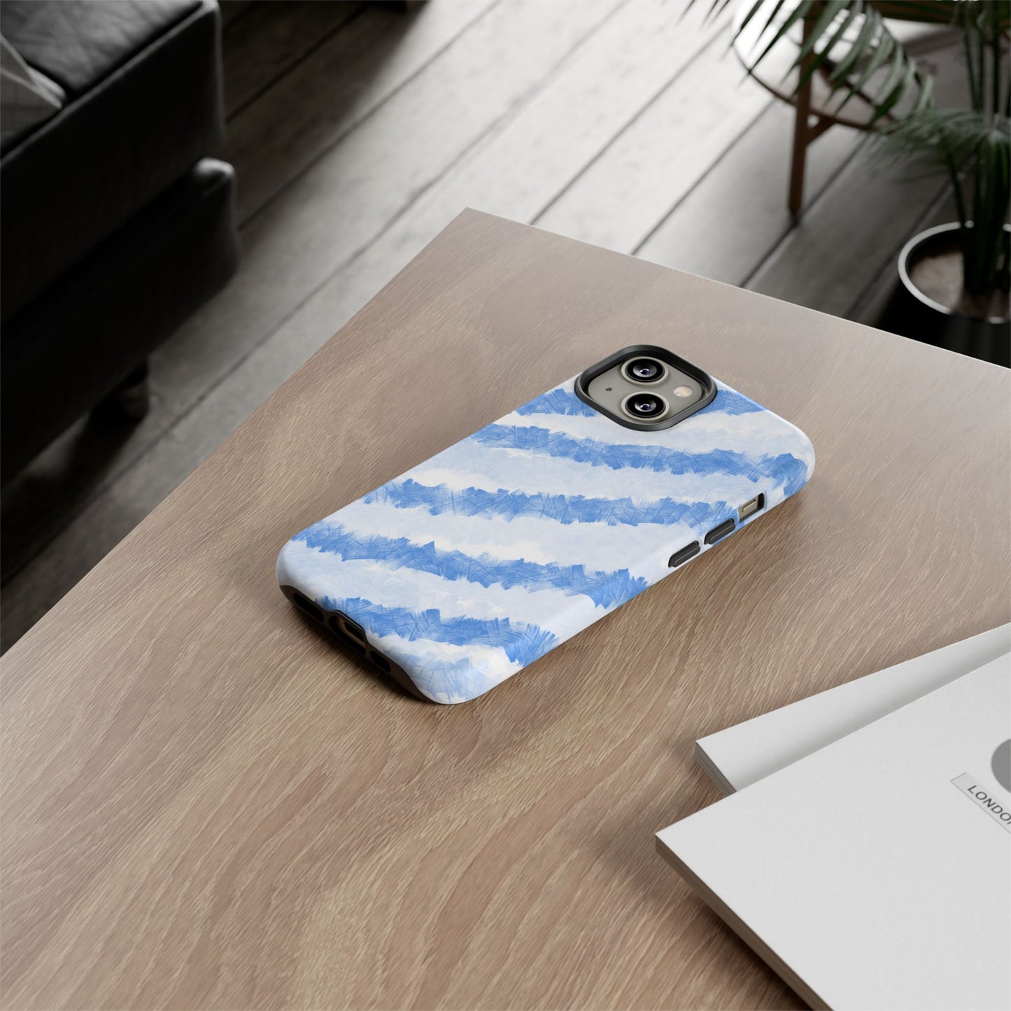 Chunky Blue Stripes Phone Case| Tough Case