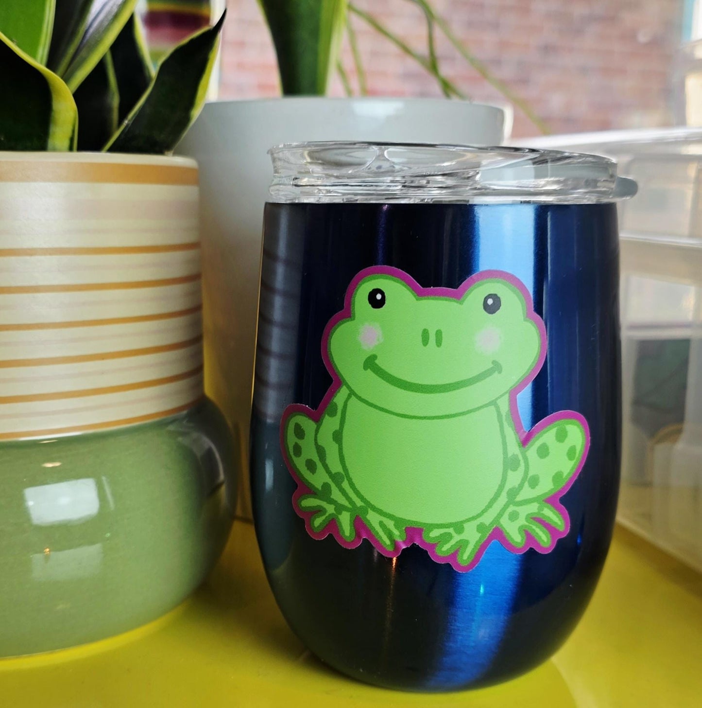 Sticker, Green Frog, Vinyl, Die-Cut, 3 Inch