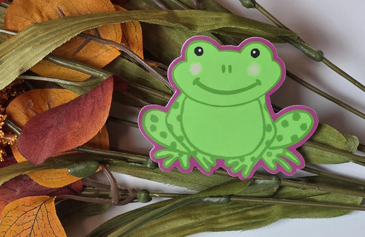 Sticker, Green Frog, Vinyl, Die-Cut, 3 Inch