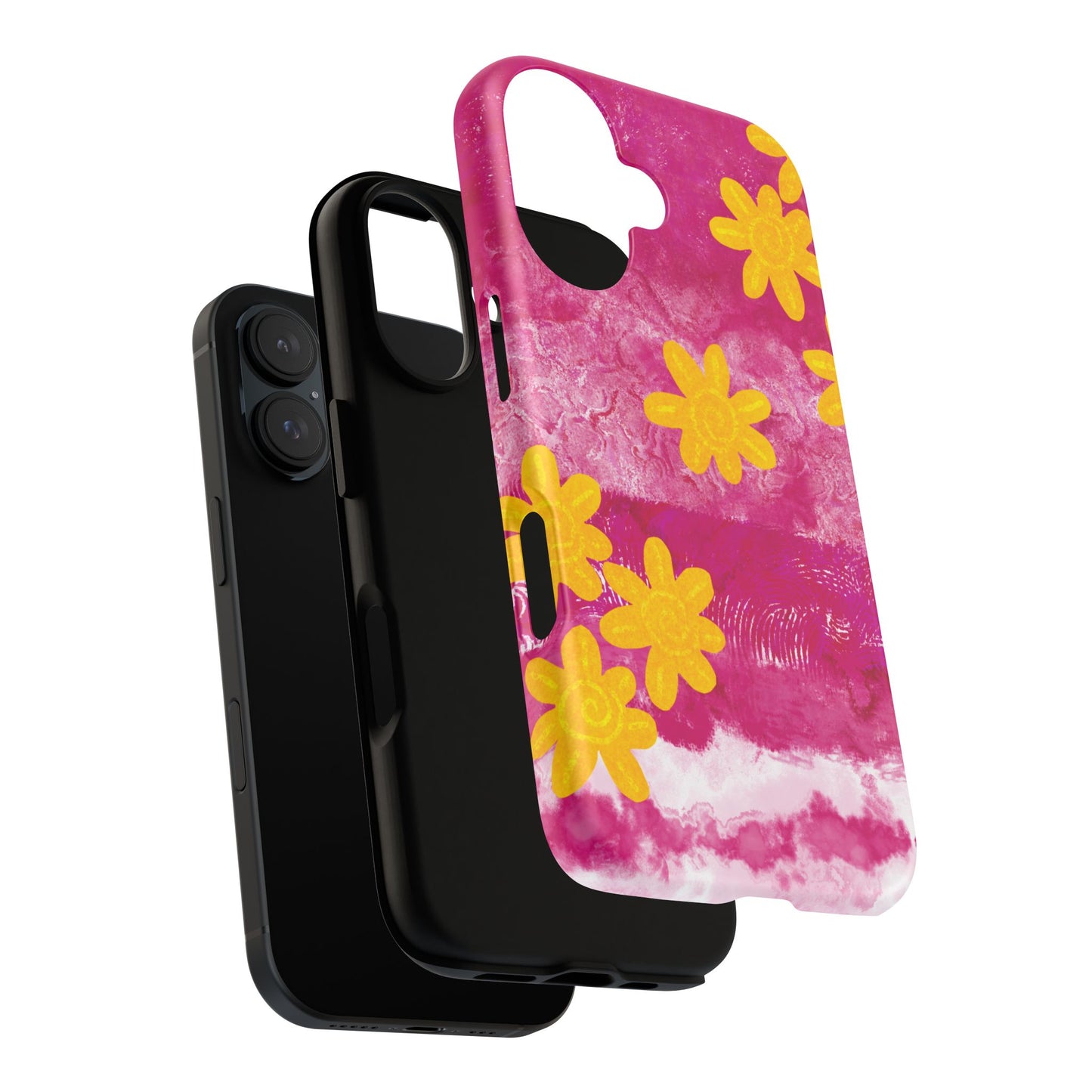 Yellow Flowers on Raspberry Phone Case| Tough Case