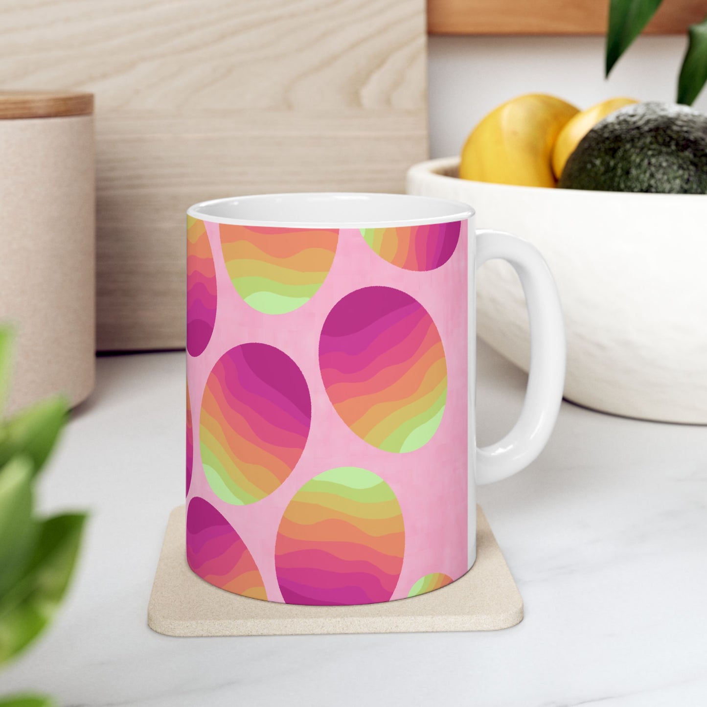 Mug, Colorful Easter Egg Springtime Design, Two Size Choices, 11 Ounce or 15 Ounce