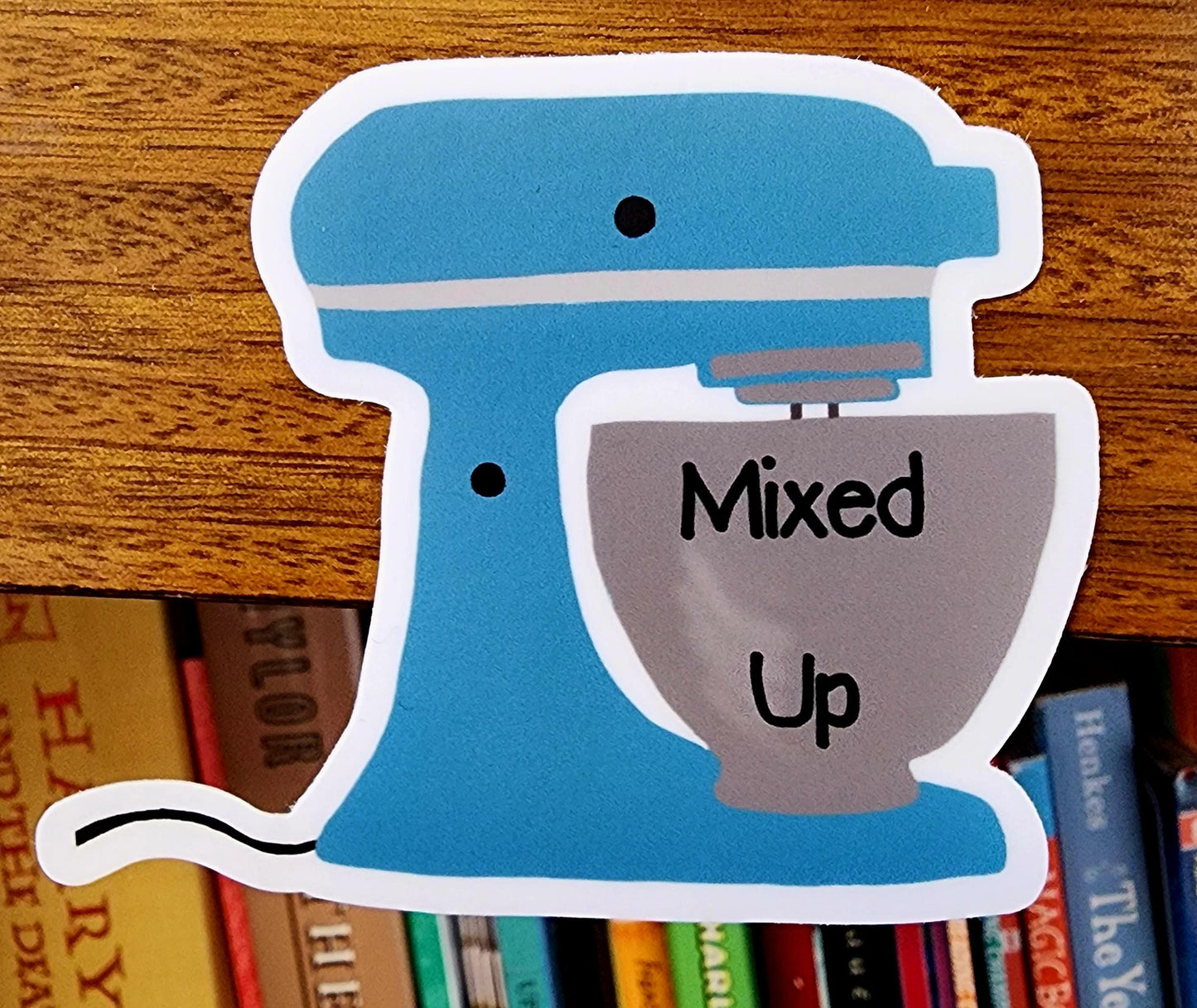 Sticker, Blue Mixer Design "Mixed Up," Vinyl, 3 Inches