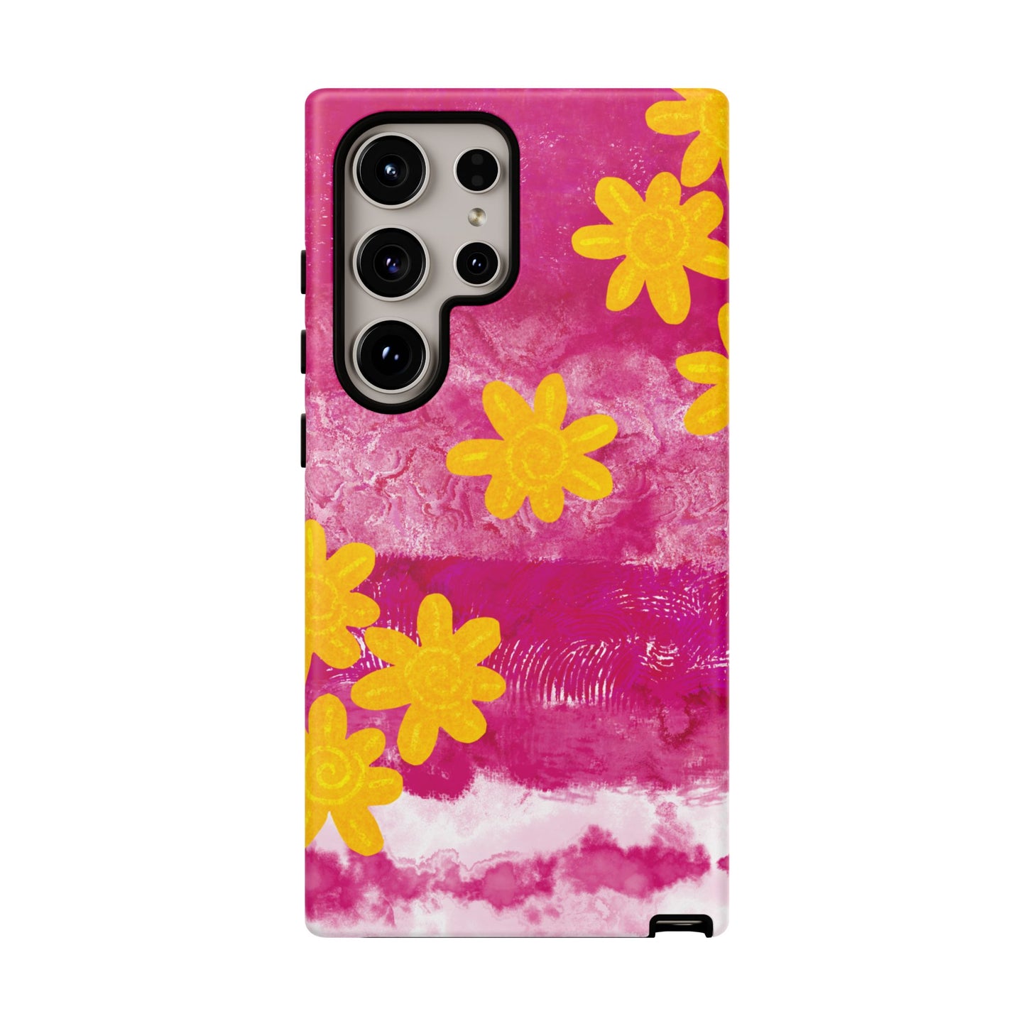 Yellow Flowers on Raspberry Phone Case| Tough Case