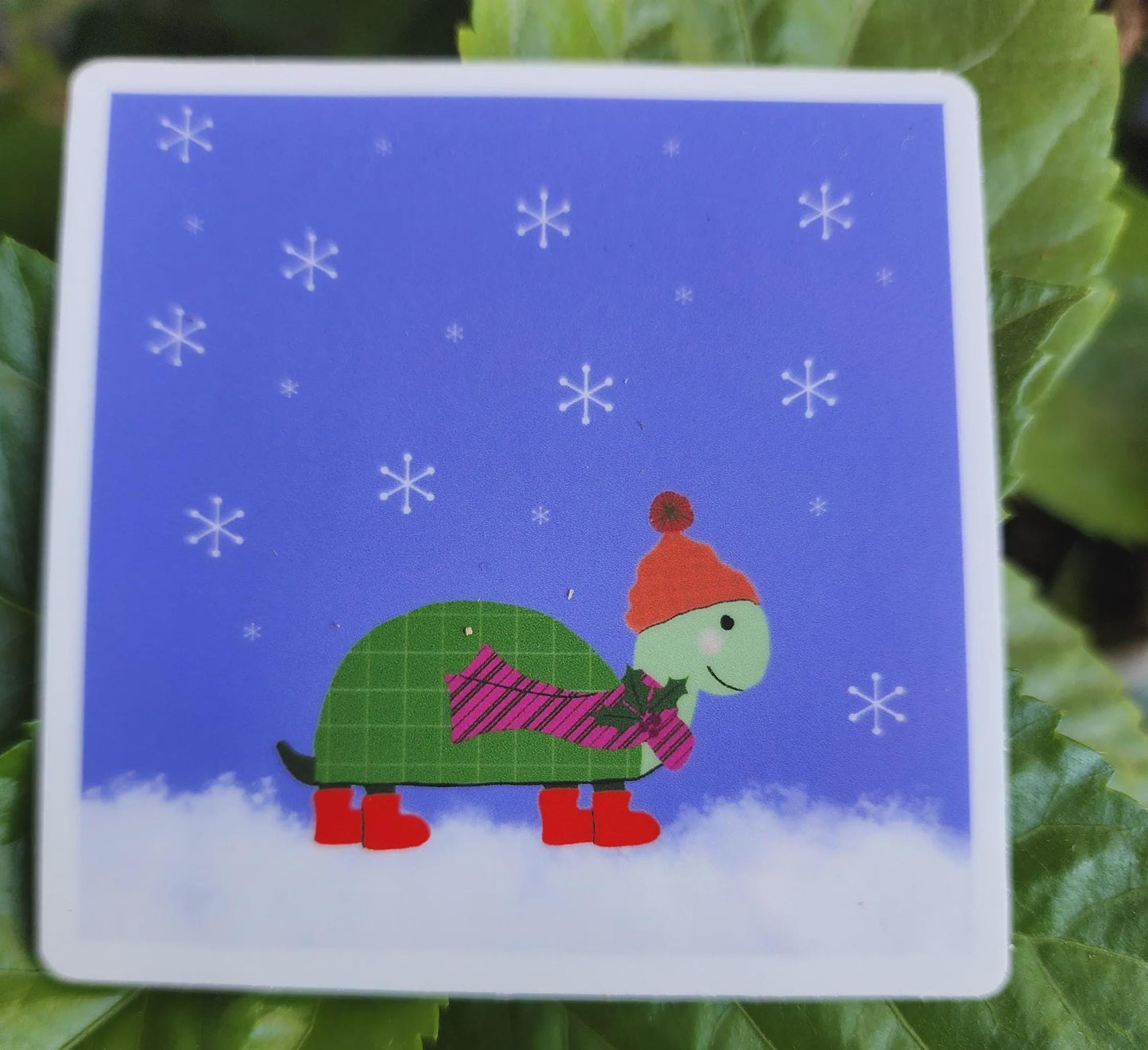 Turtle Sticker, Cozy Winter Critters, Vinyl Sticker, Water-Proof, 3 Inch
