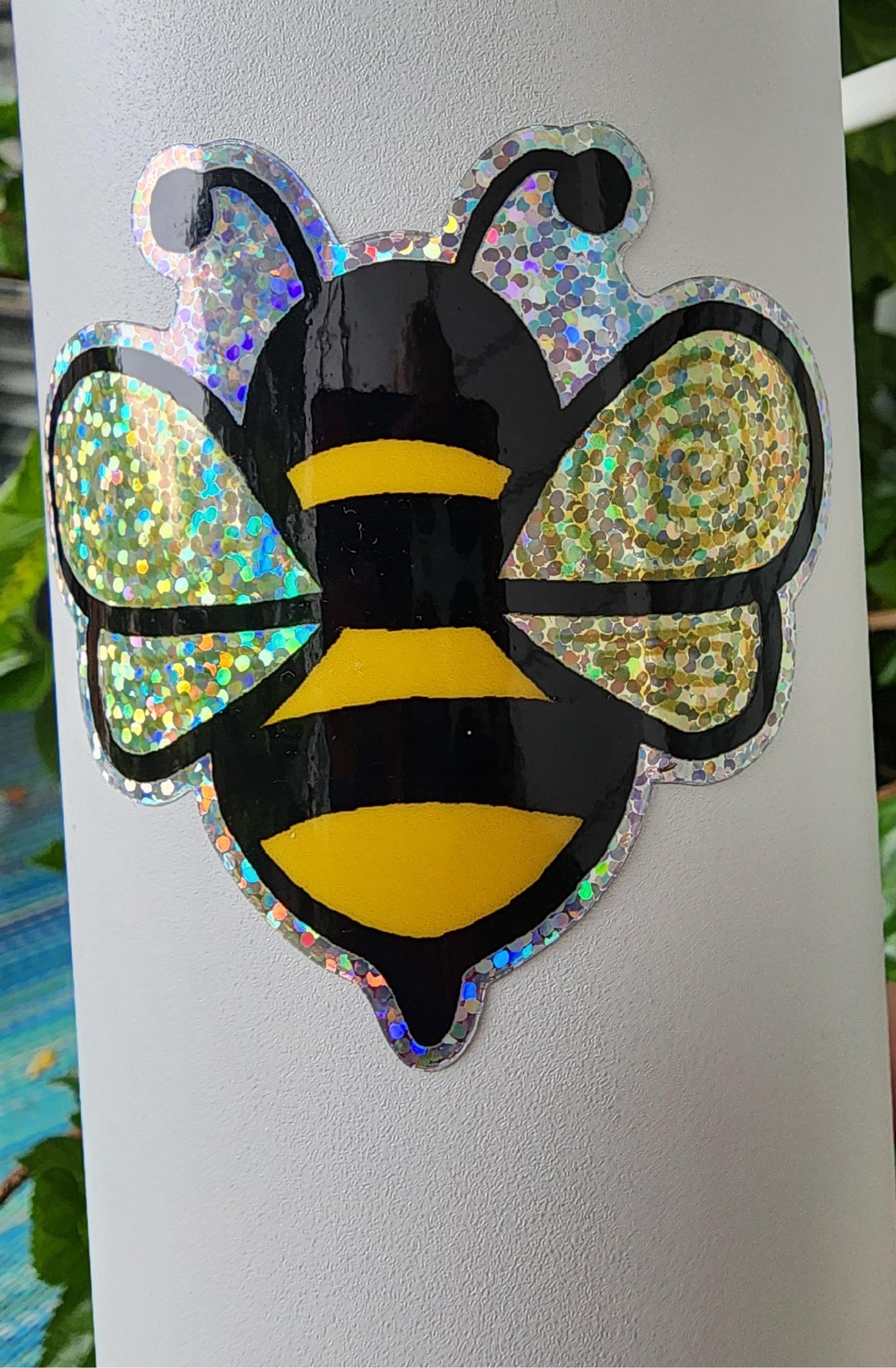 Glitter Sticker, Bee Design, Vinyl, Die-Cut, 3 Inch