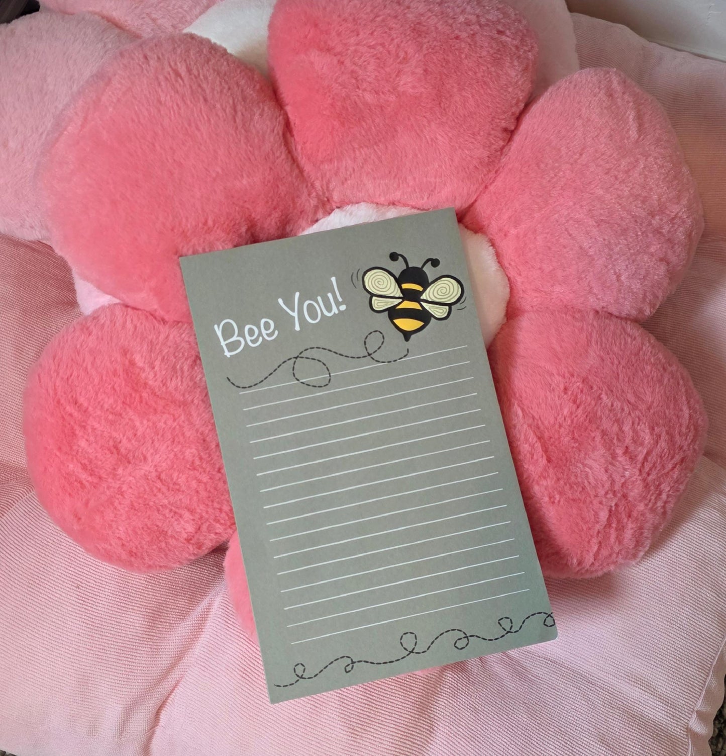 Notepad, "Bee You!" Text With Bee Design on Tan/Taupe Lined Pages, 50 Sheets