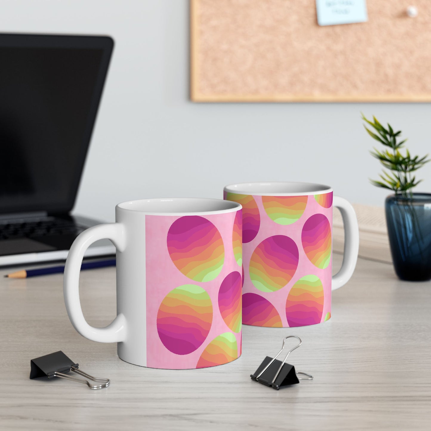 Mug, Colorful Easter Egg Springtime Design, Two Size Choices, 11 Ounce or 15 Ounce