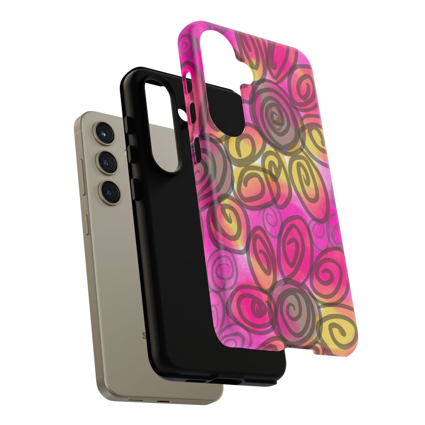 Wonky Pink Floral Phone Case| Tough Case