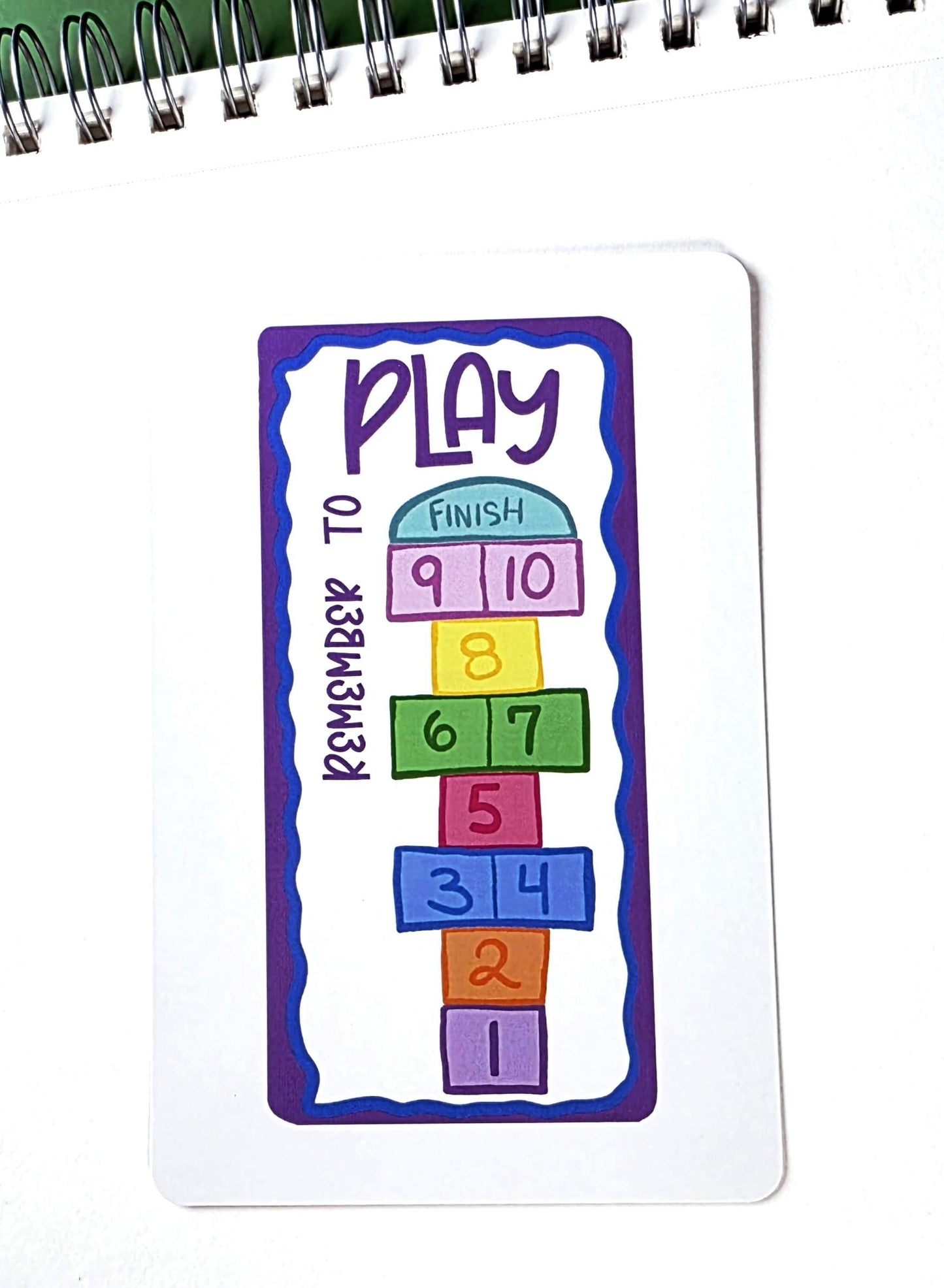 Hopscotch Themed Post Card, Message "Remember to Play", 4 x 6 Art Print